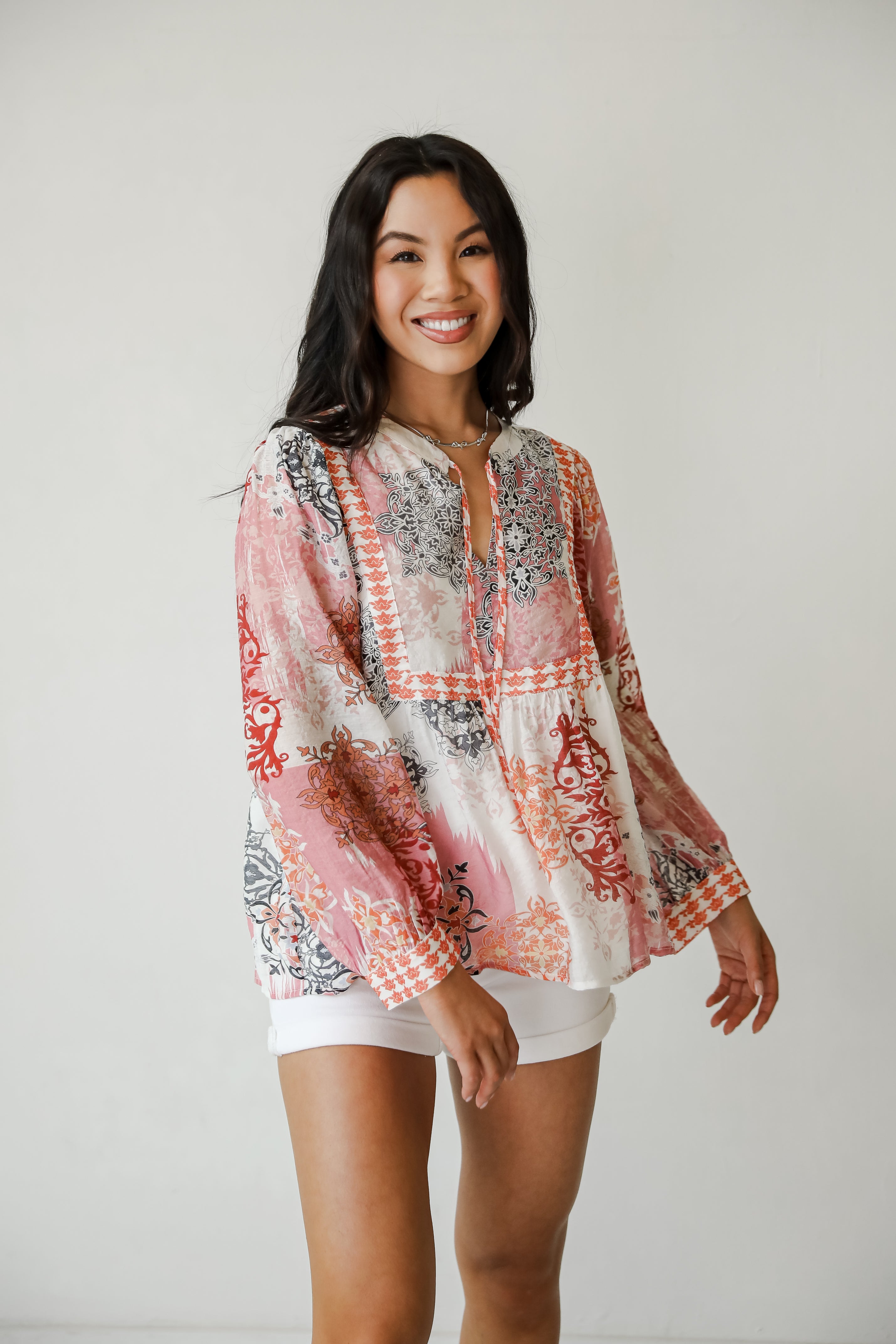 Flawless Effect Orange Floral Blouse