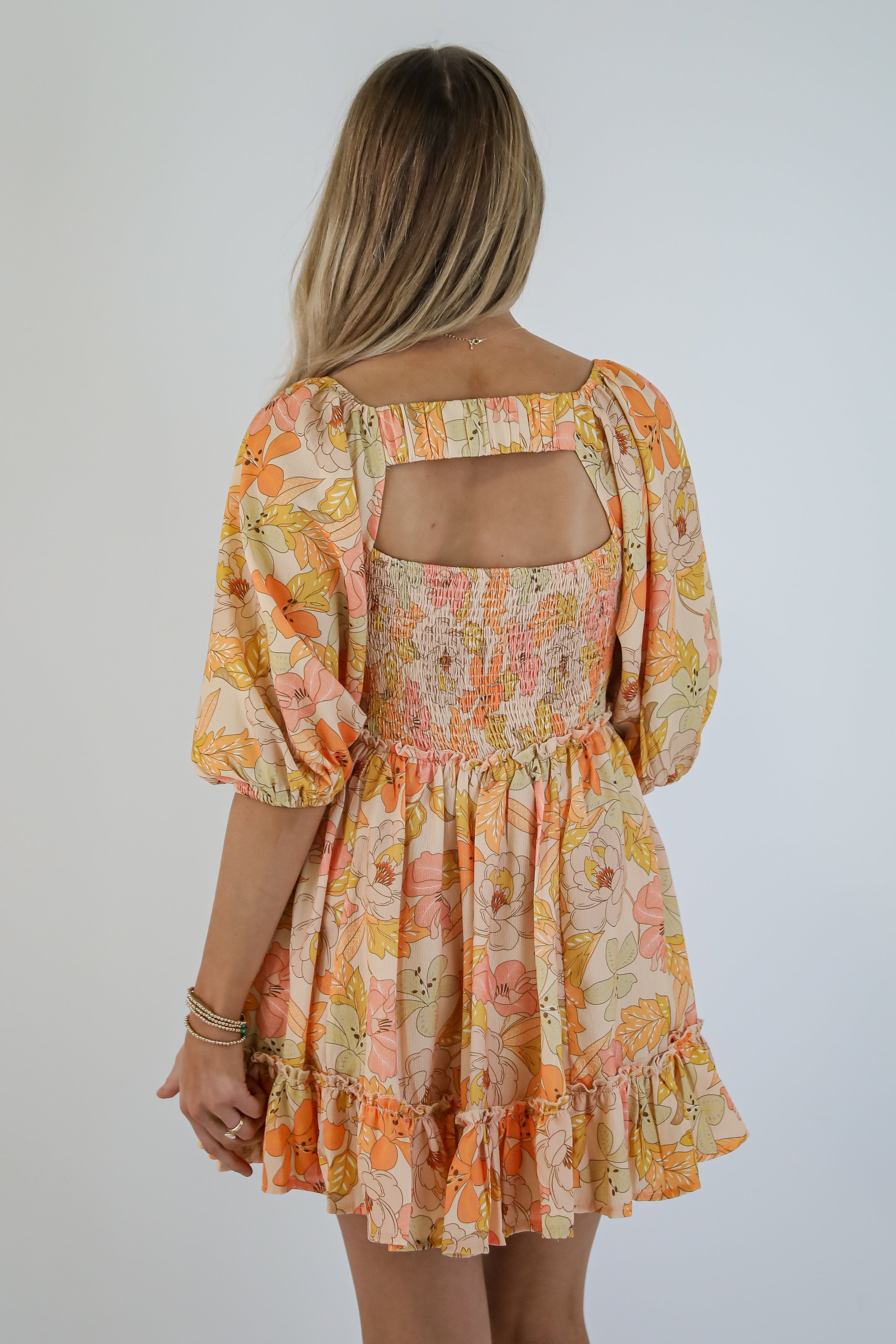 Live Life In Full Bloom Orange Floral Mini Dress