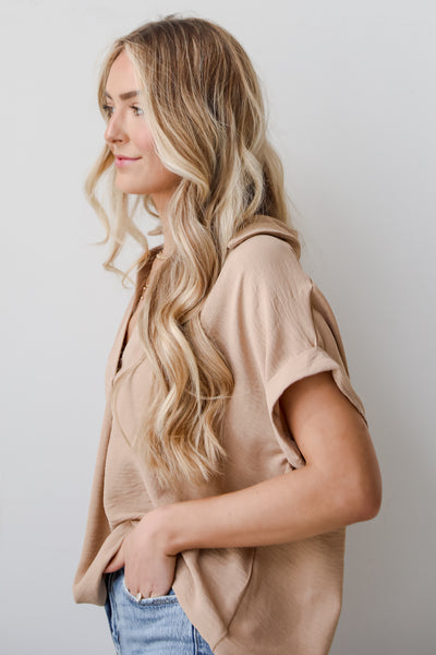 taupe collared Blouse