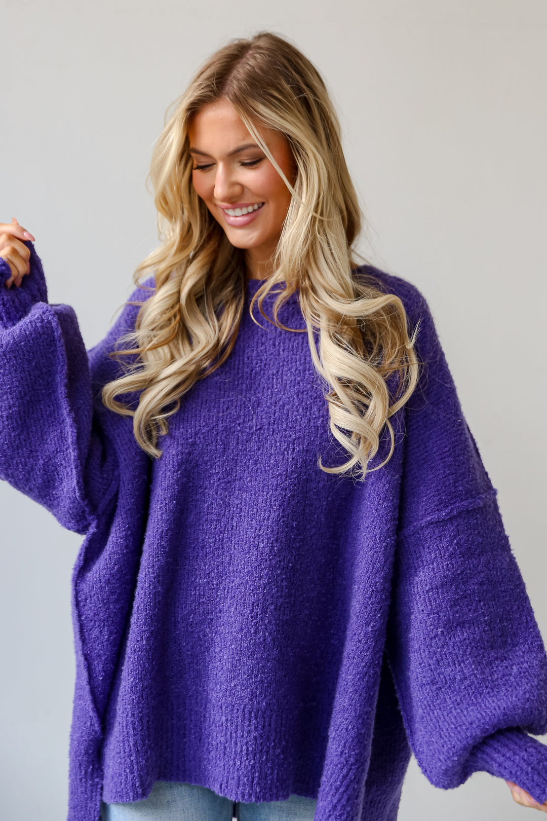 purple Oversized Sweater front view