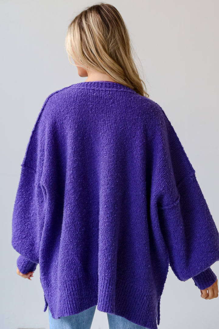 purple Oversized Sweater back view