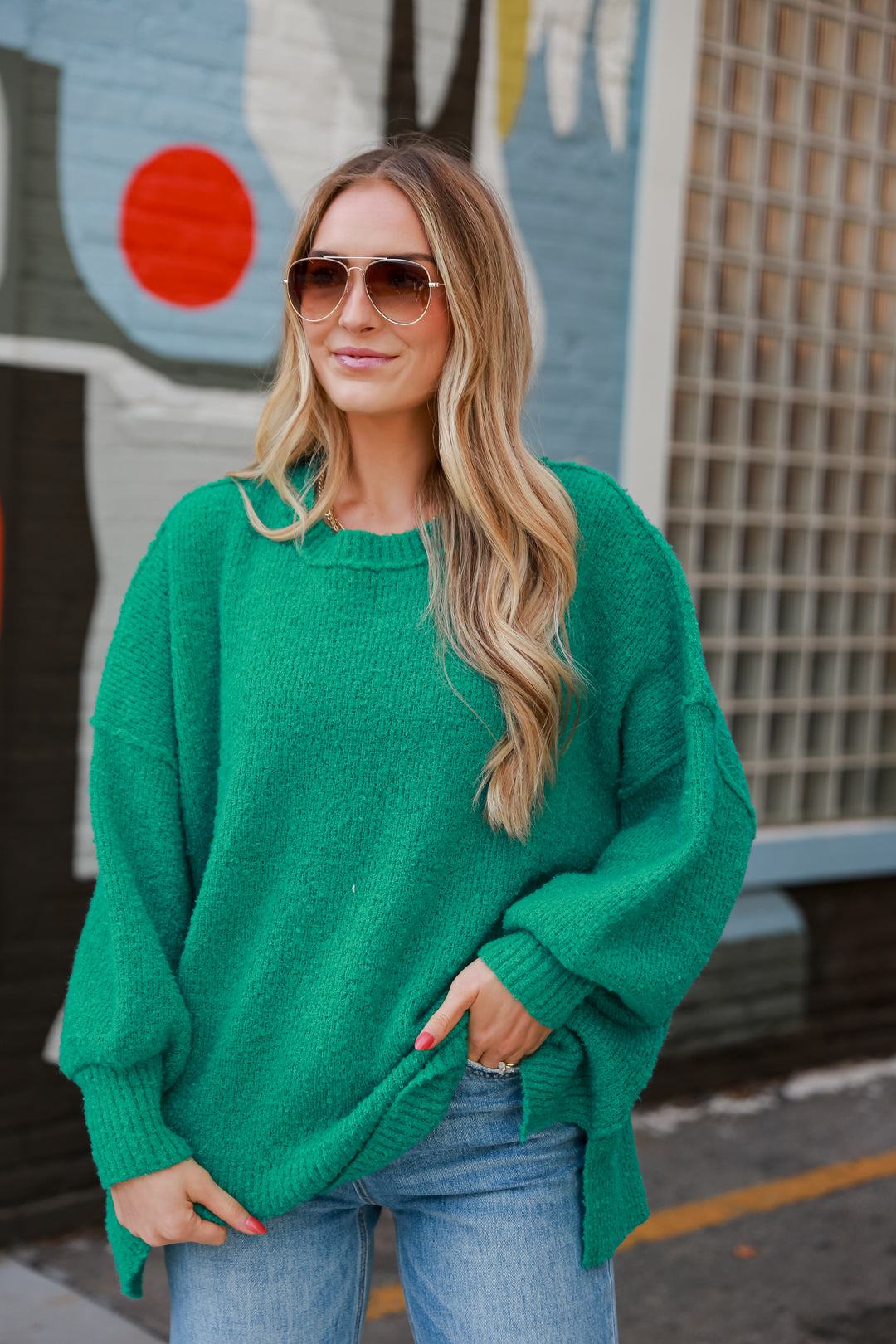 cute green Oversized Sweater