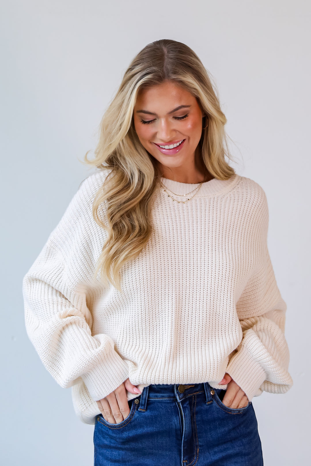 ivory Oversized Sweater front view