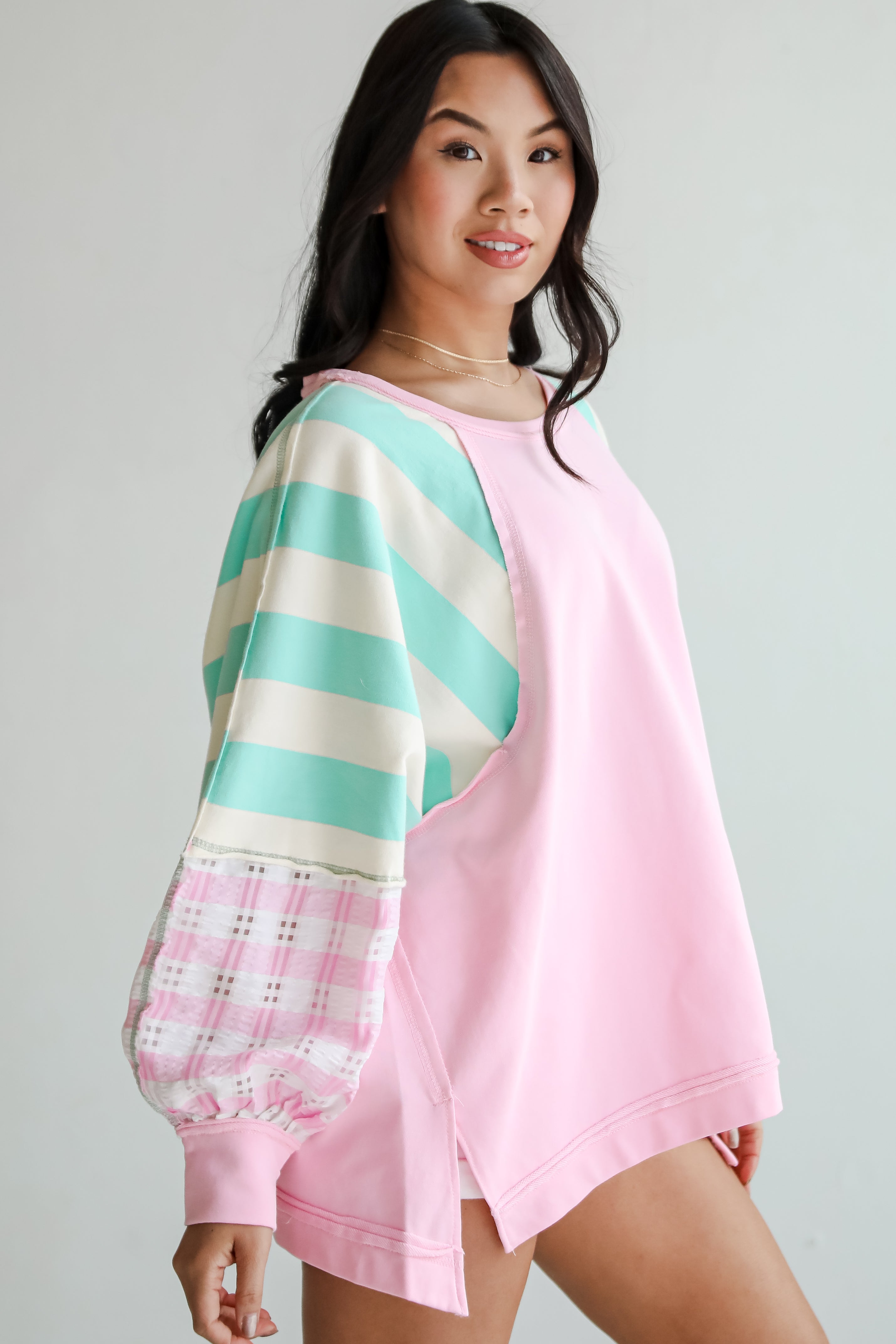 Made For You Pink Color Block Top