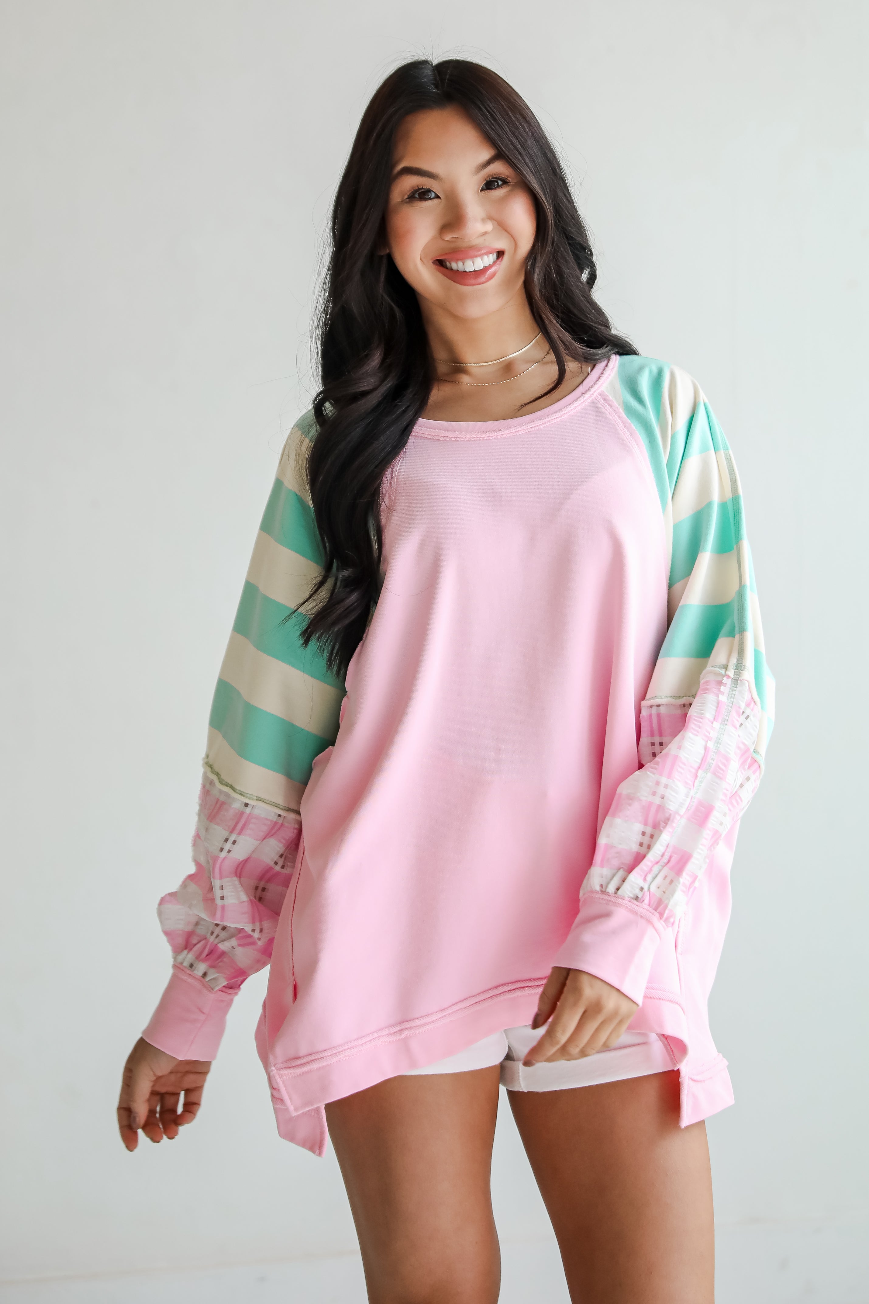 Made For You Pink Color Block Top