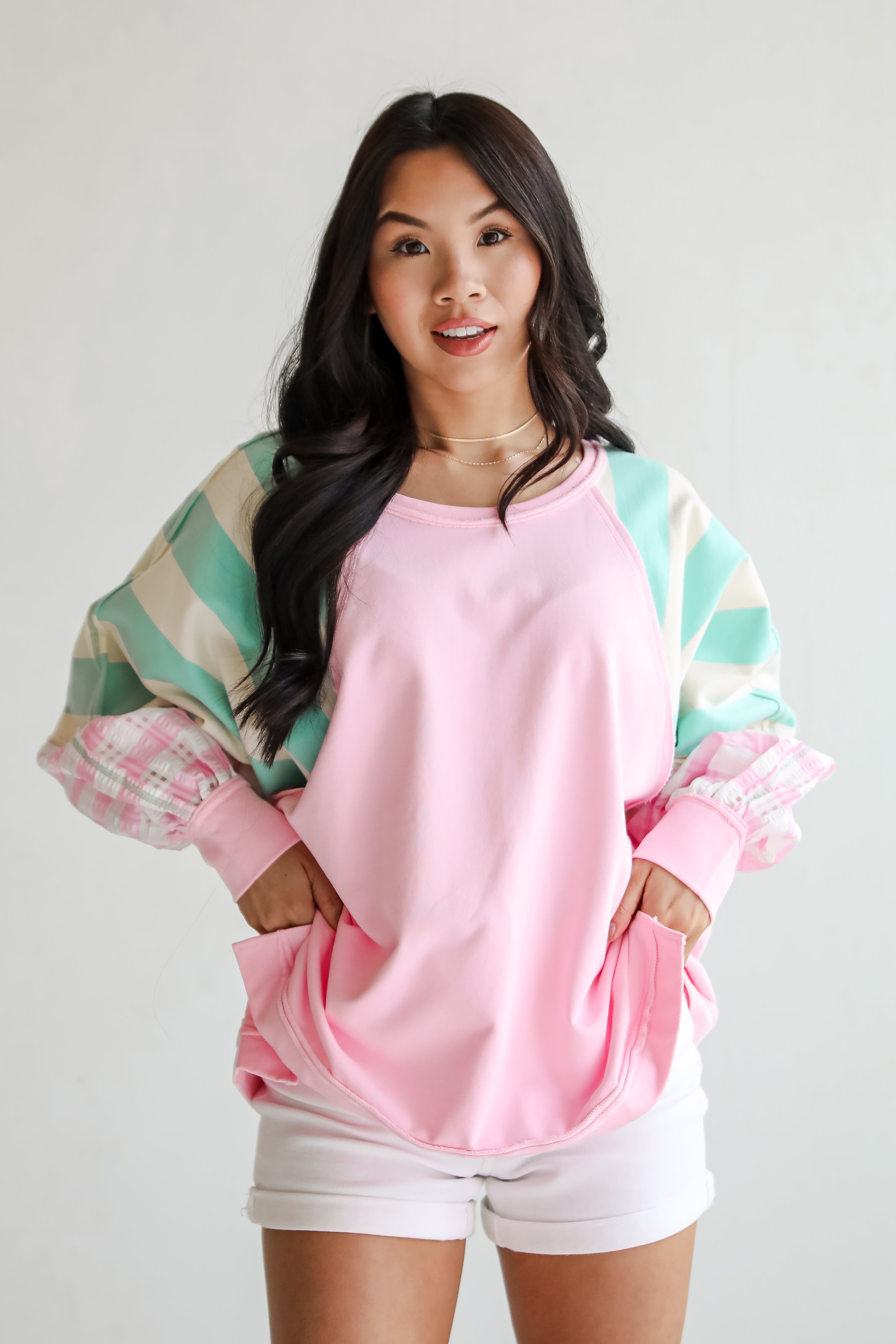 Made For You Pink Color Block Top