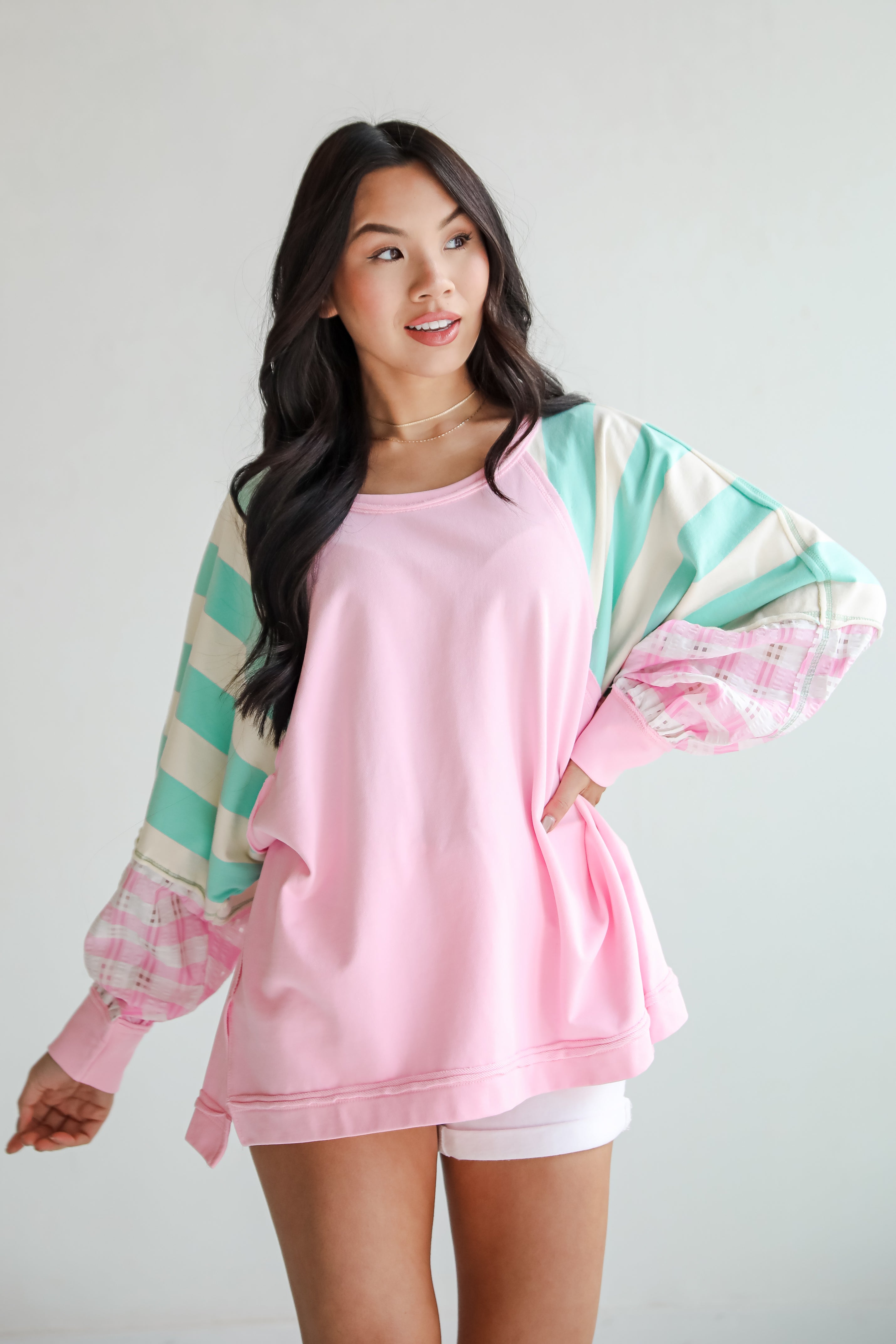 Made For You Pink Color Block Top