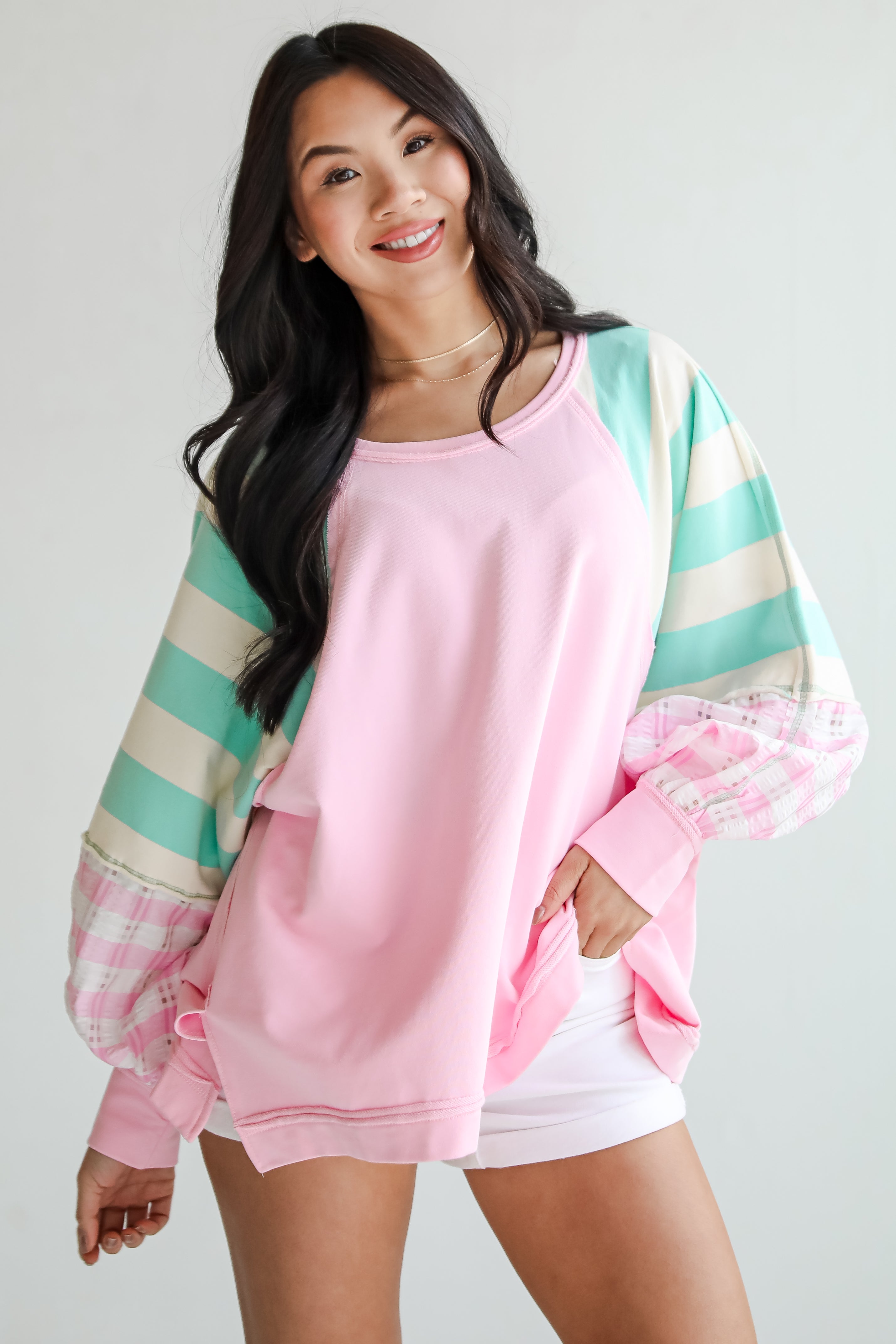 Made For You Pink Color Block Top
