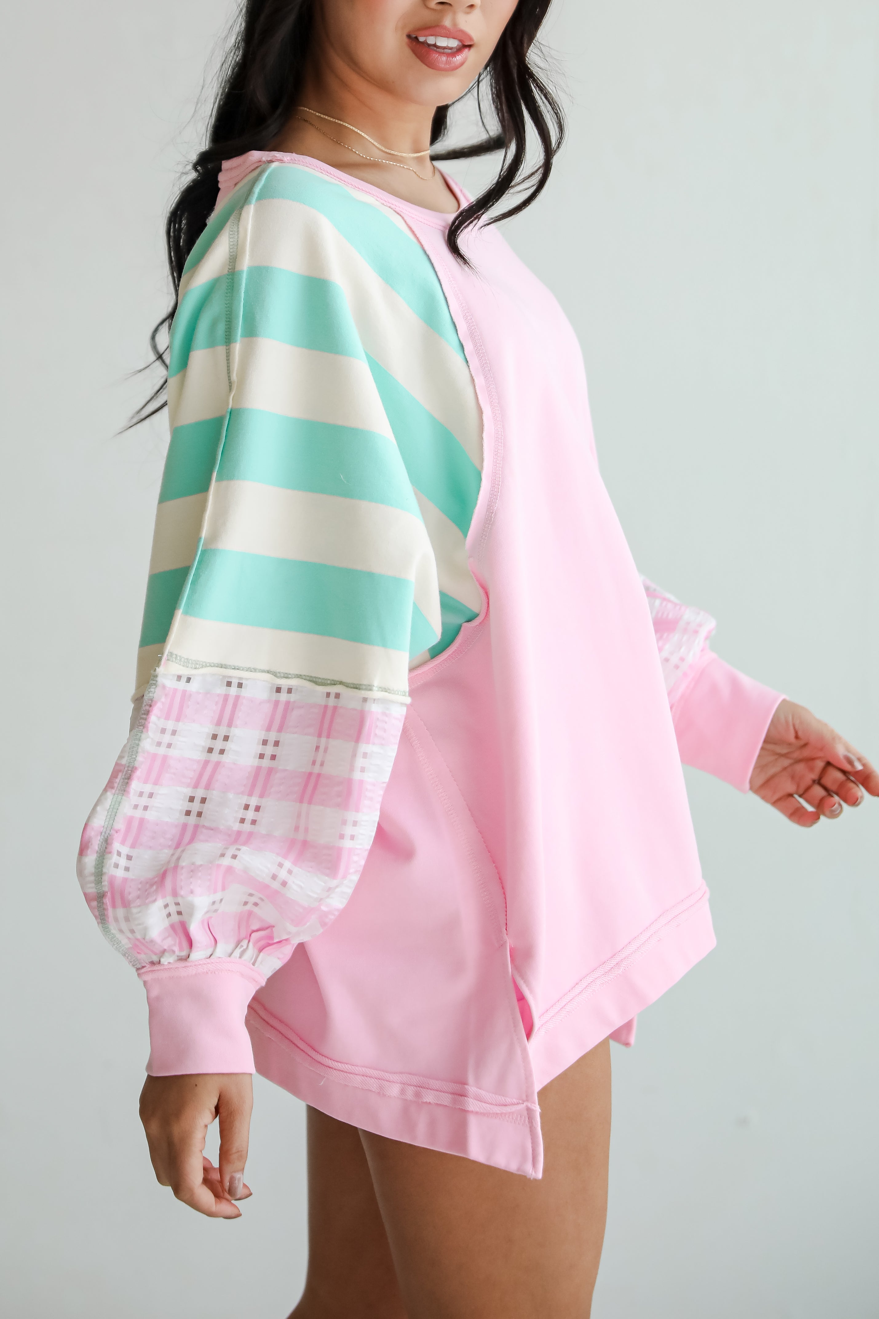 Made For You Pink Color Block Top