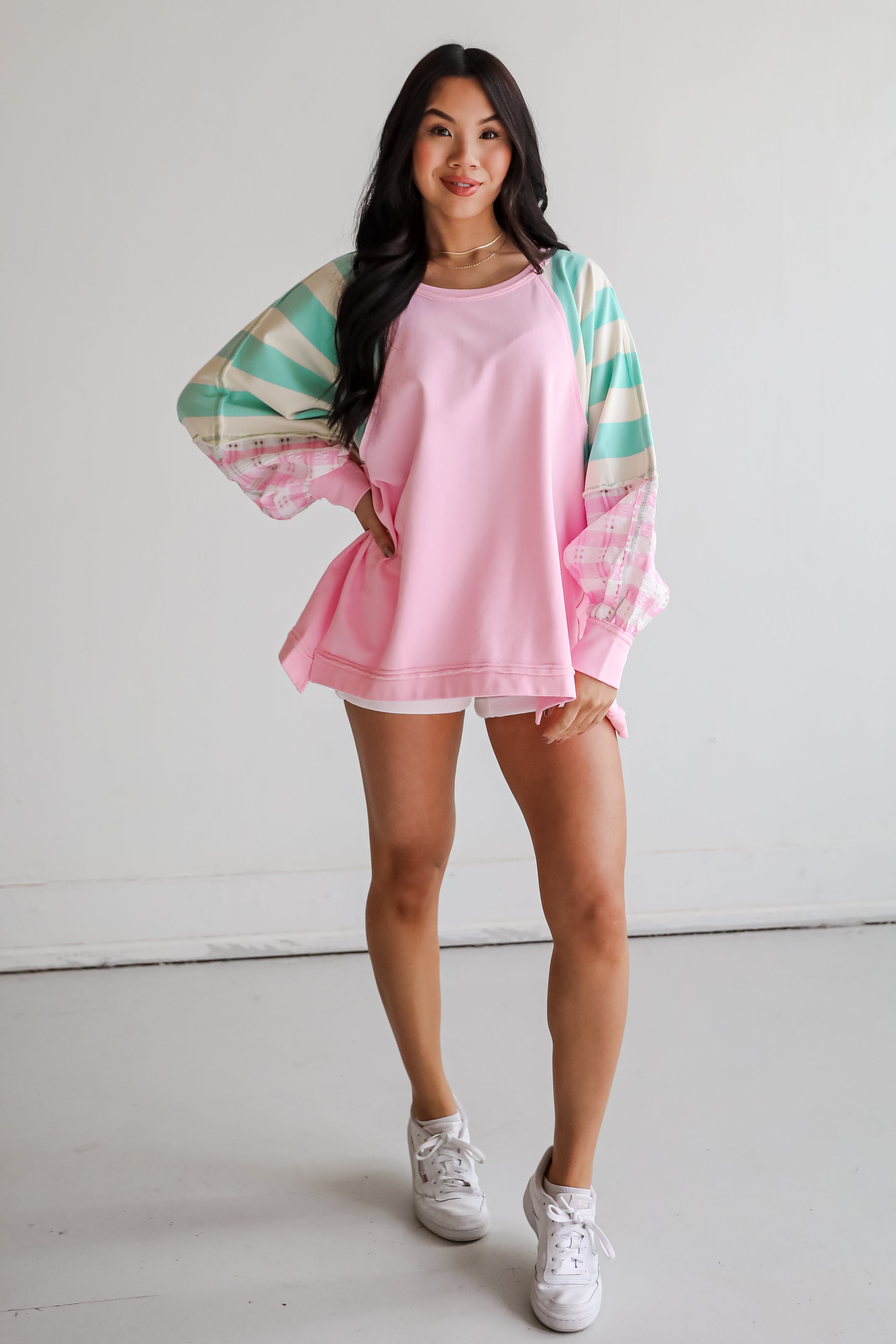 Made For You Pink Color Block Top