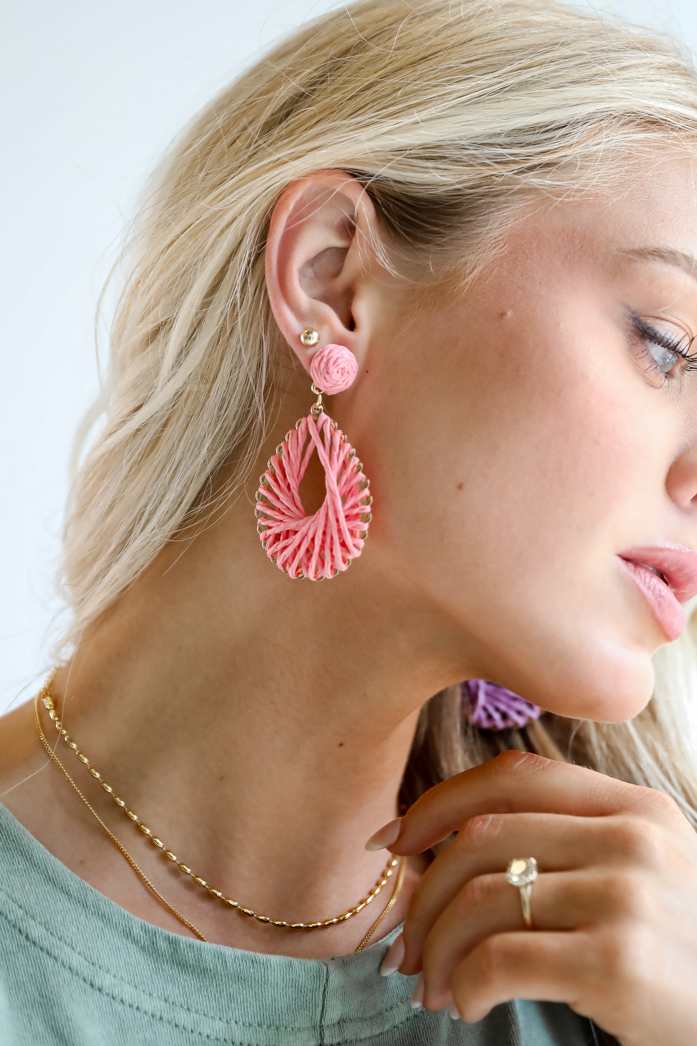 Ella Straw Teardrop Earrings