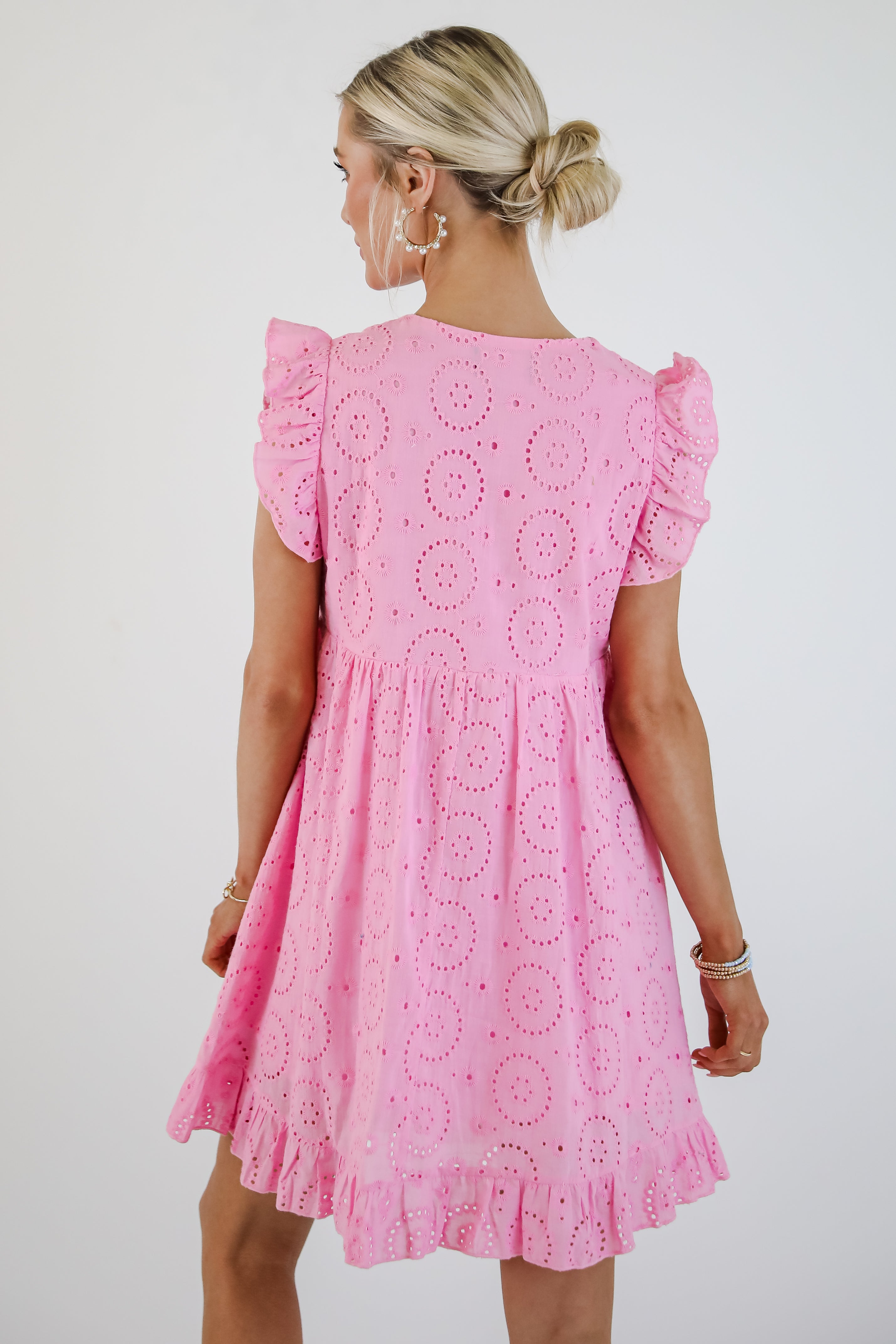 Darling Days Pink Eyelet Mini Dress