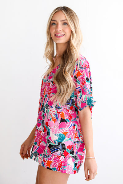 Pink Floral Blouse for women