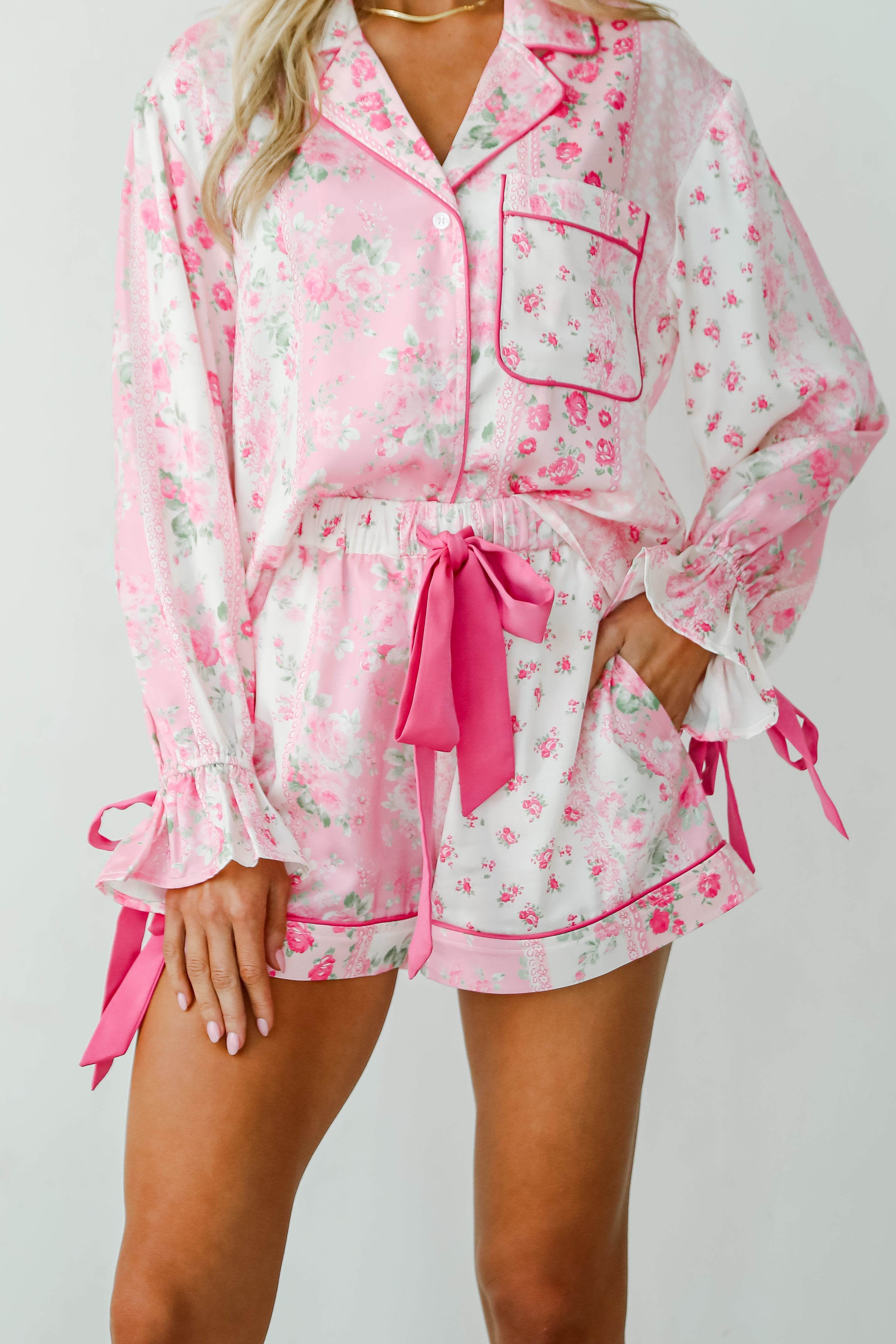 Sweet Dreams Pink Floral Pajama Shorts