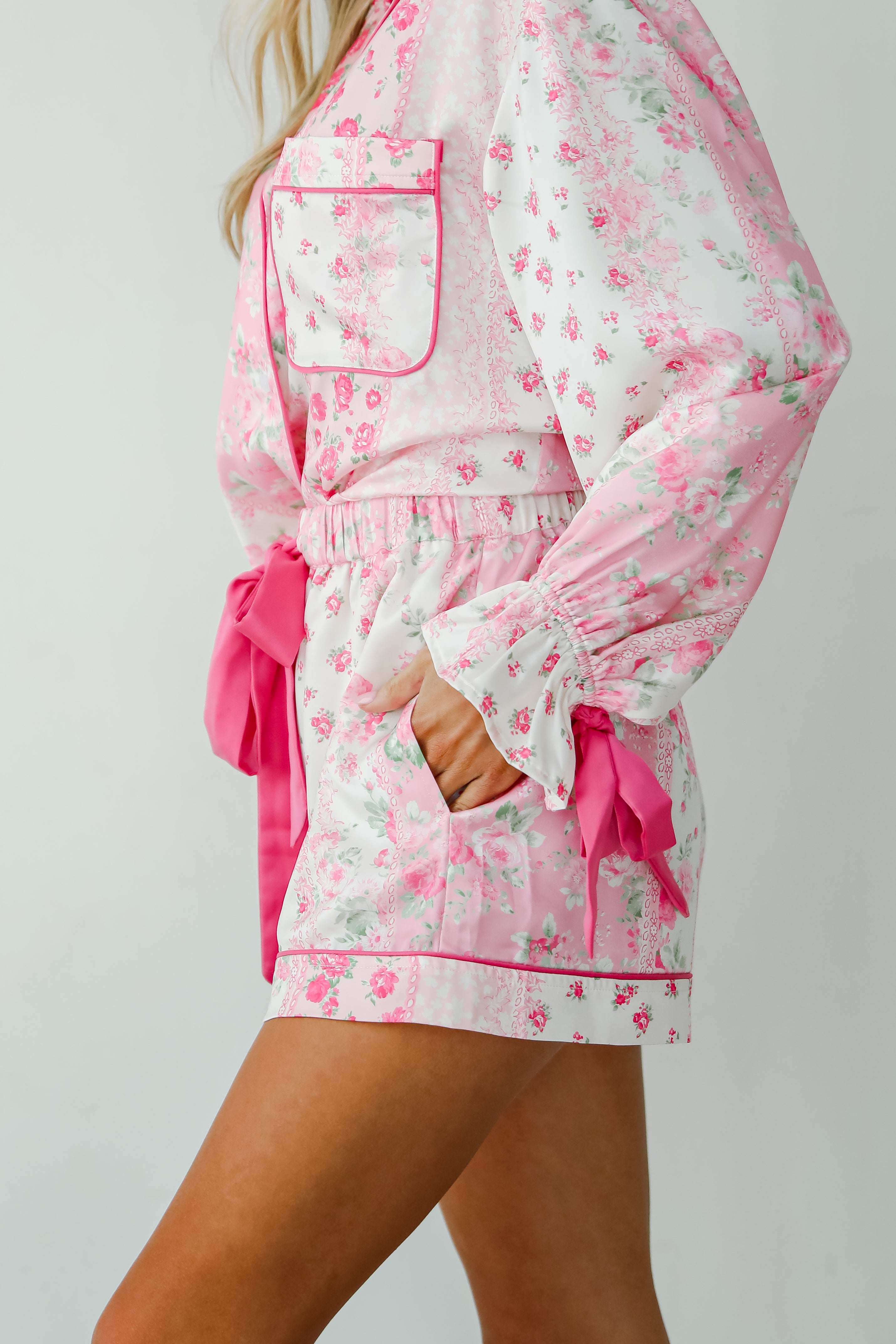 Sweet Dreams Pink Floral Pajama Shorts