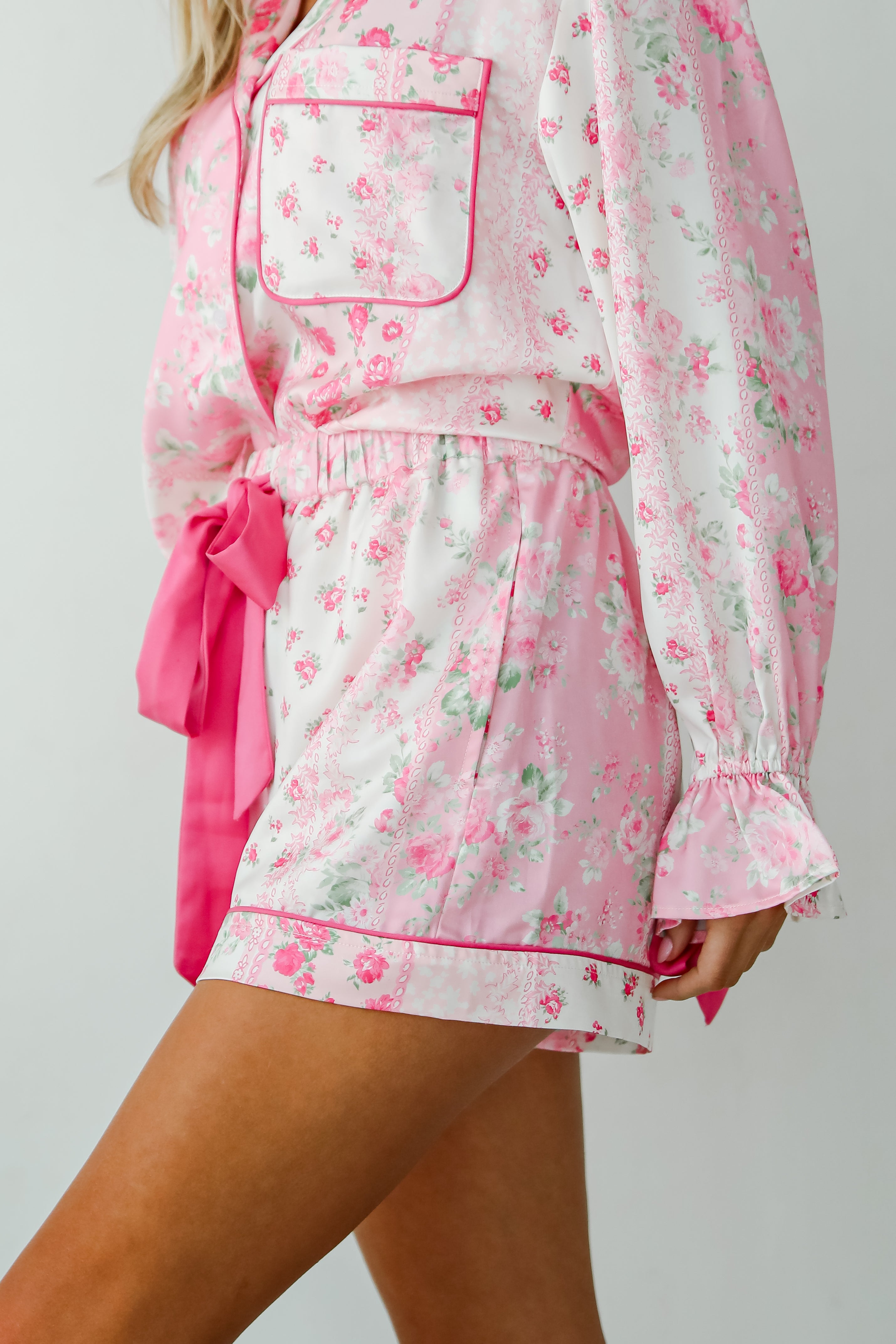Sweet Dreams Pink Floral Pajama Shorts