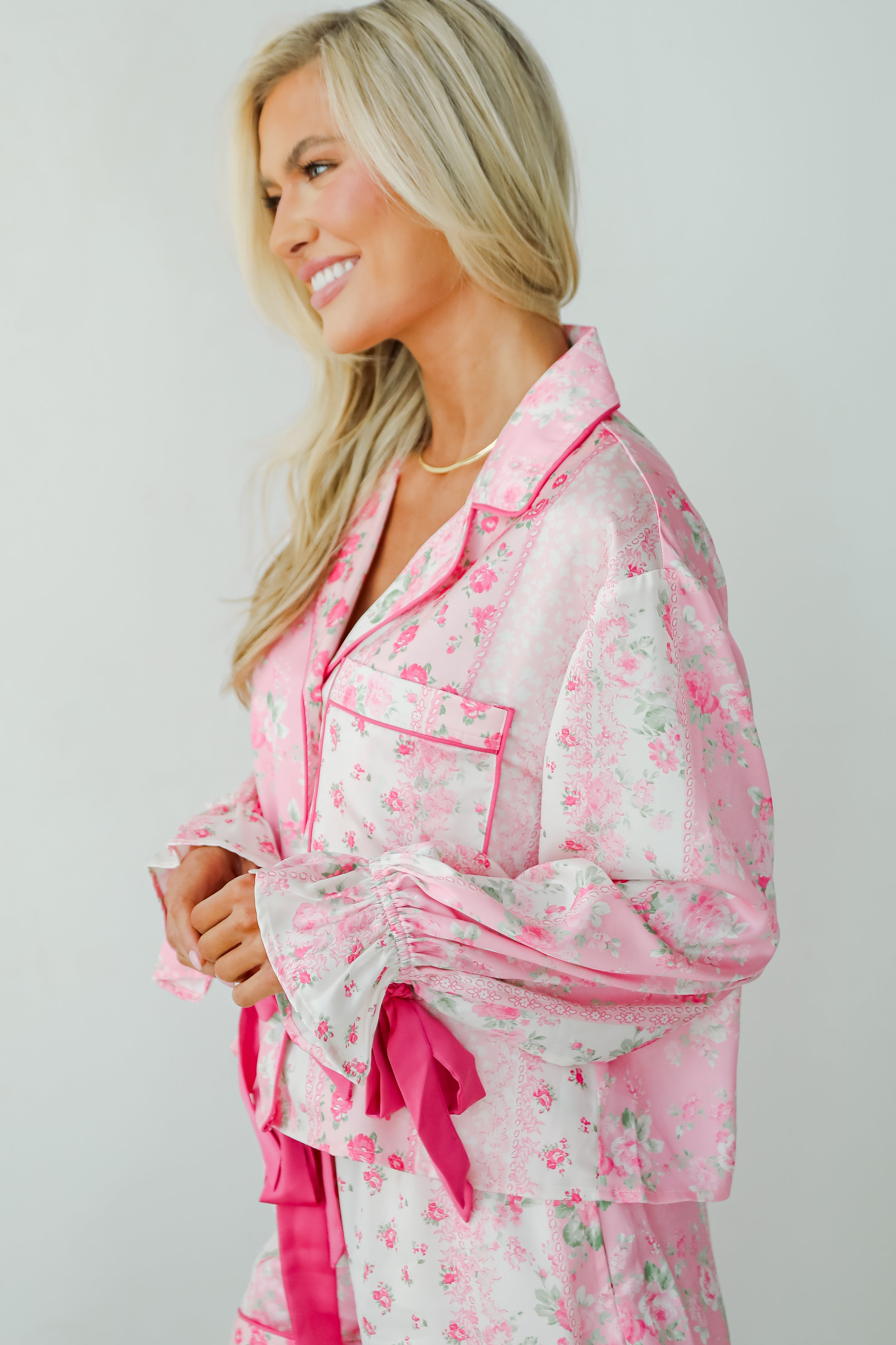 Sweet Dreams Pink Floral Pajama Top