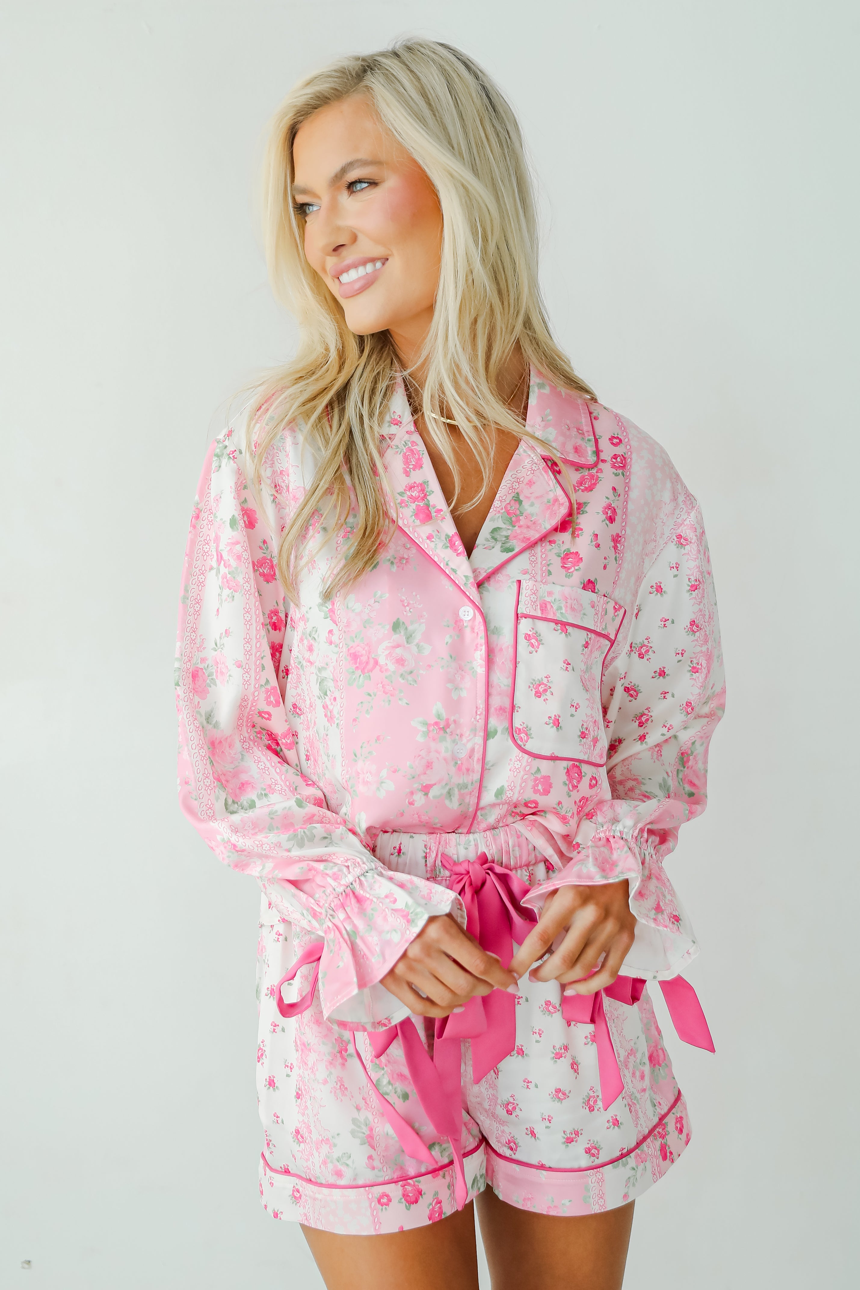 Sweet Dreams Pink Floral Pajama Top