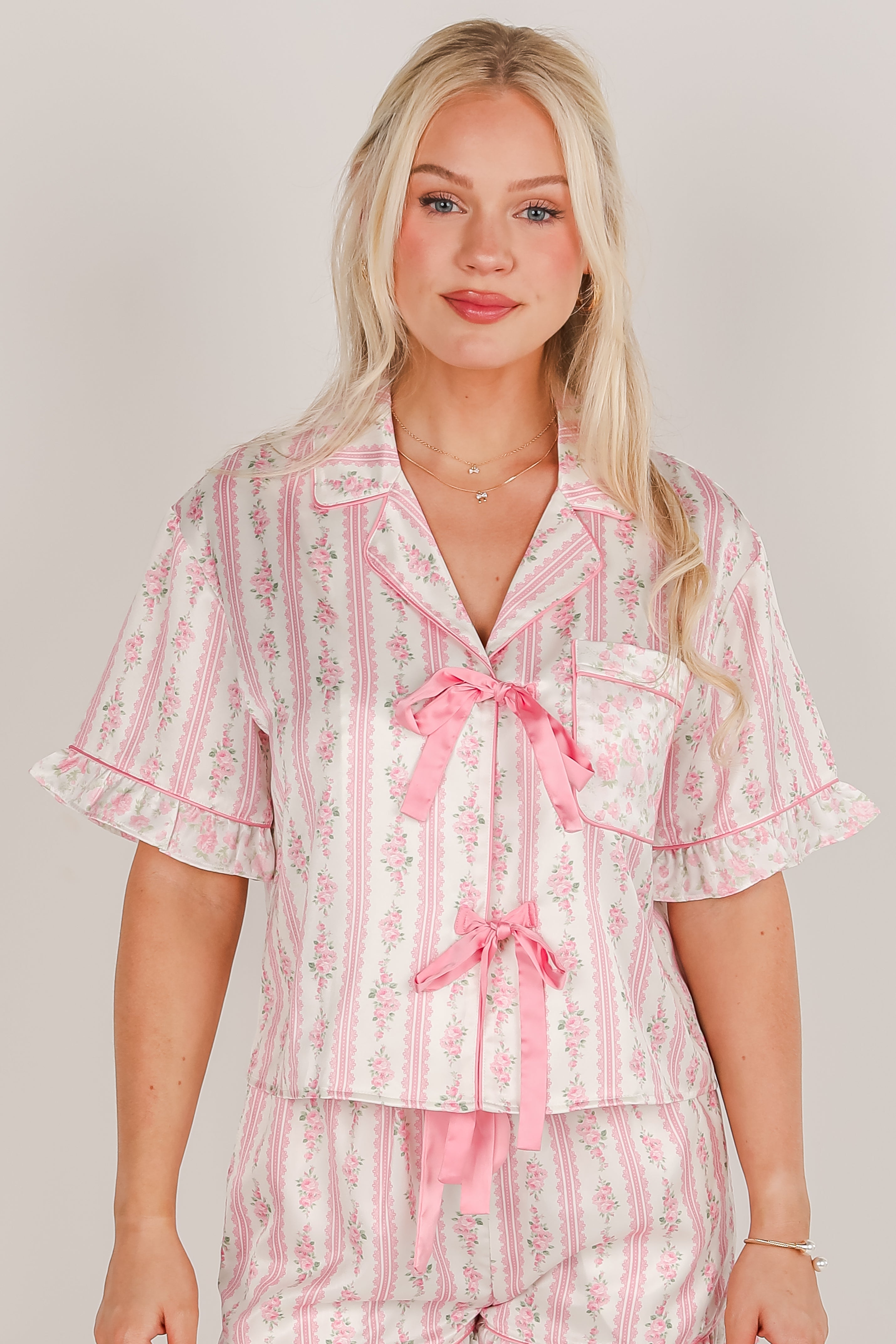 What A Dream Pink Floral Pajama Top