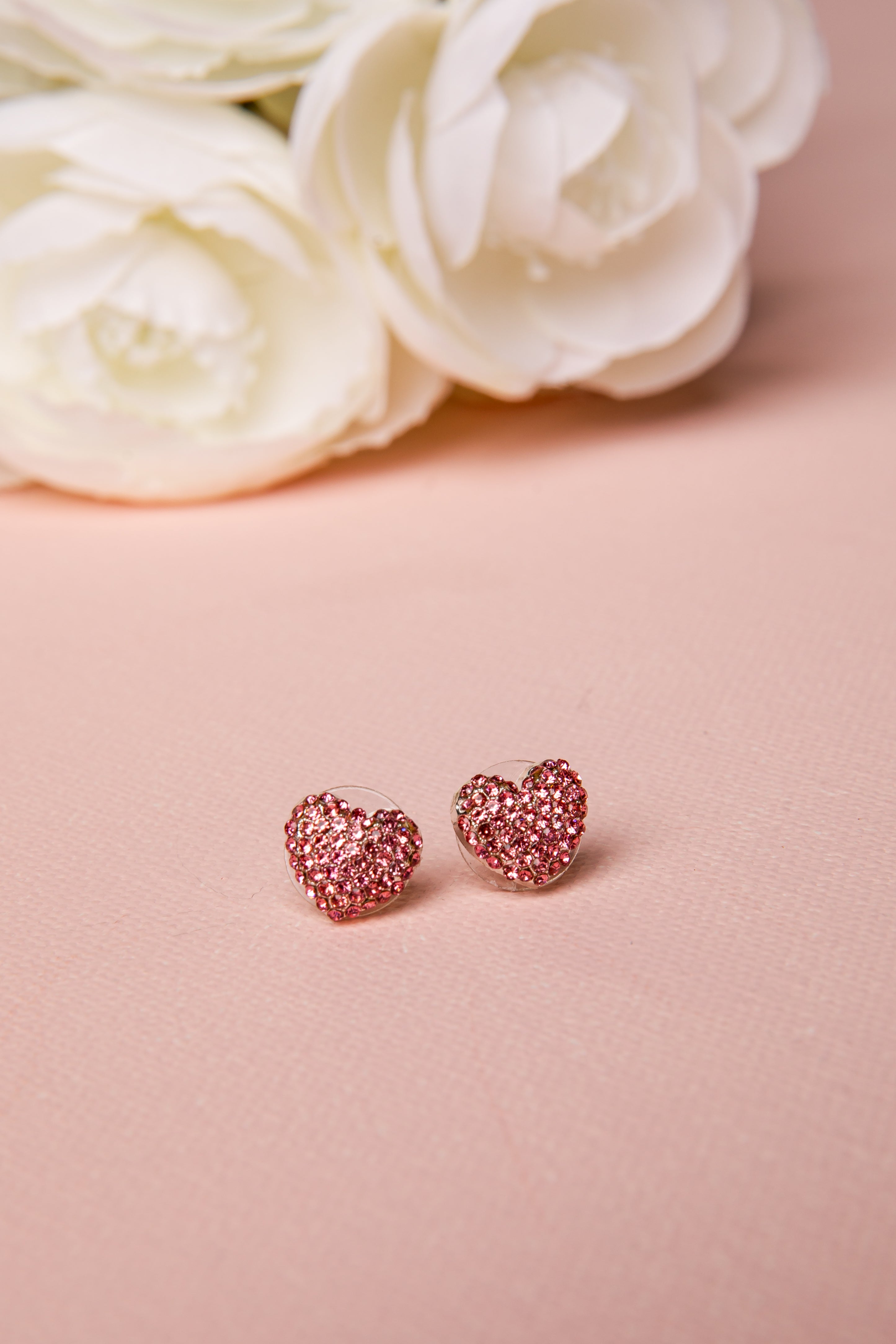Tatum Crystal Pink Heart Earrings | Trendy Women's Jewelry