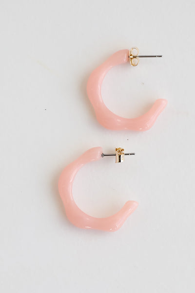 cute pink Acrylic Wavy Hoop Earrings