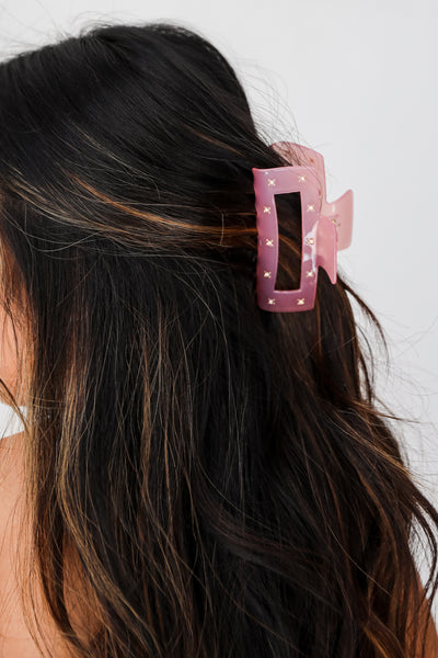 Pink Rhinestone Claw Hair Clip