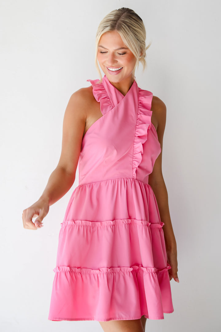 women pink dresses