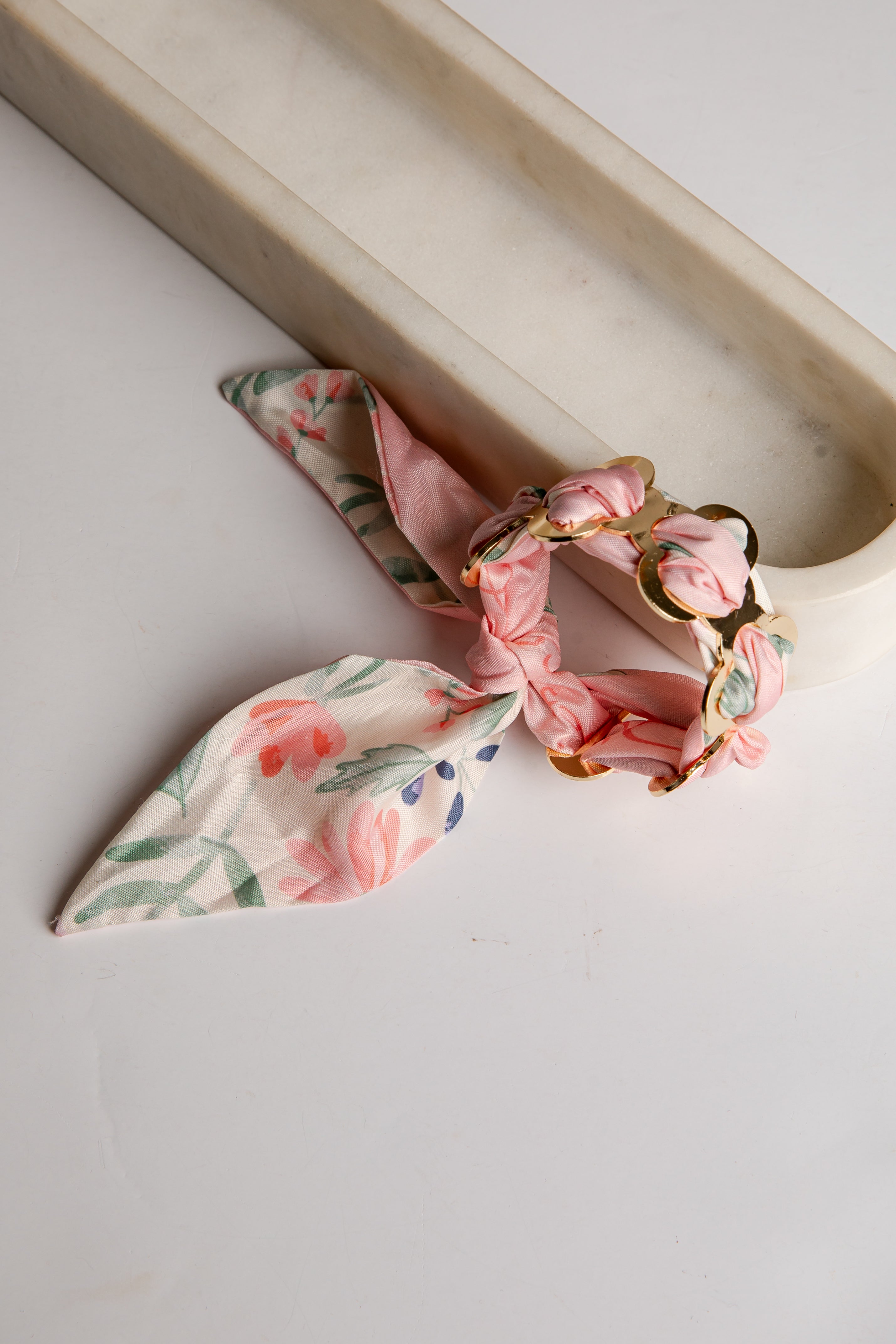 Floral headband on a light background