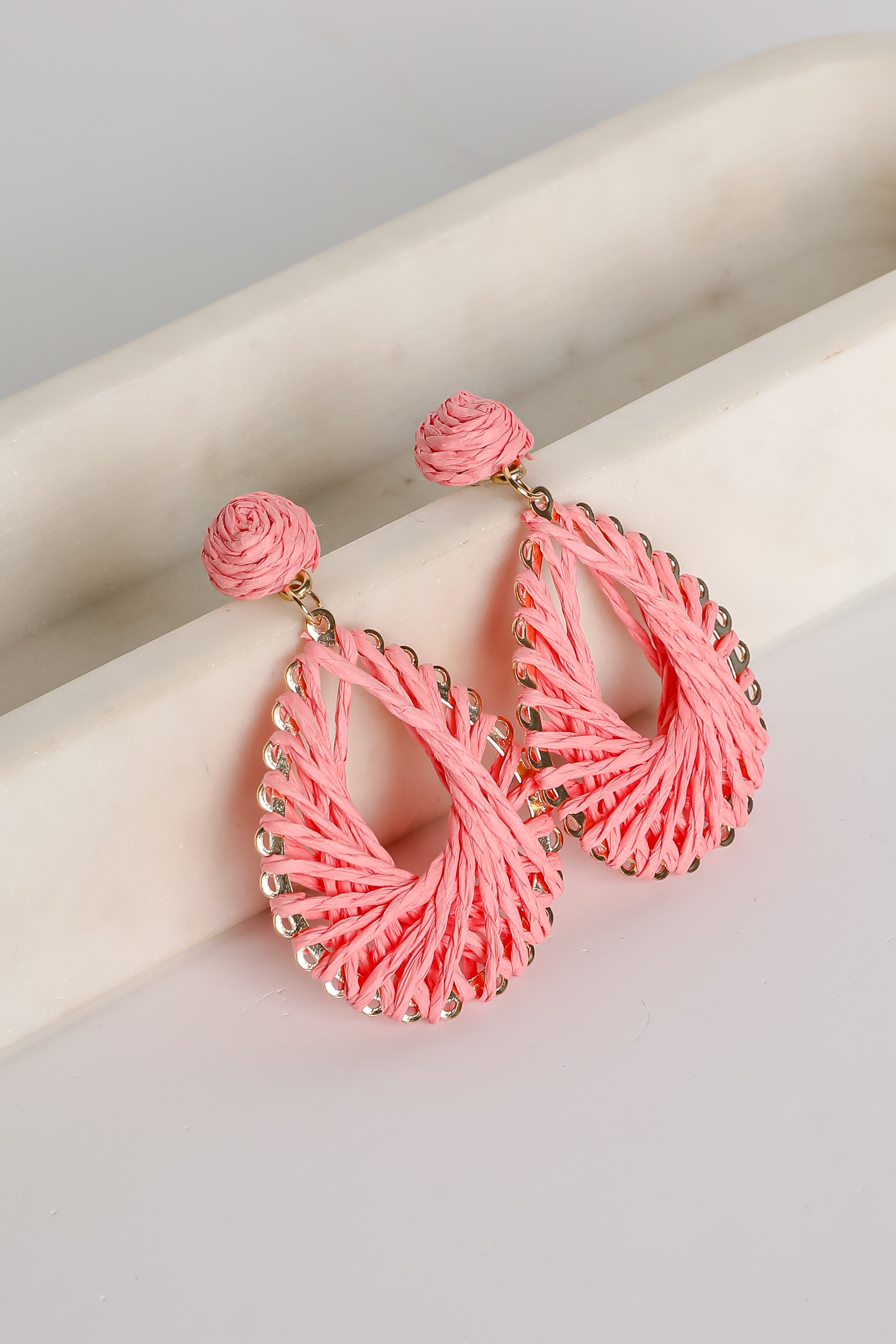 Ella Straw Teardrop Earrings