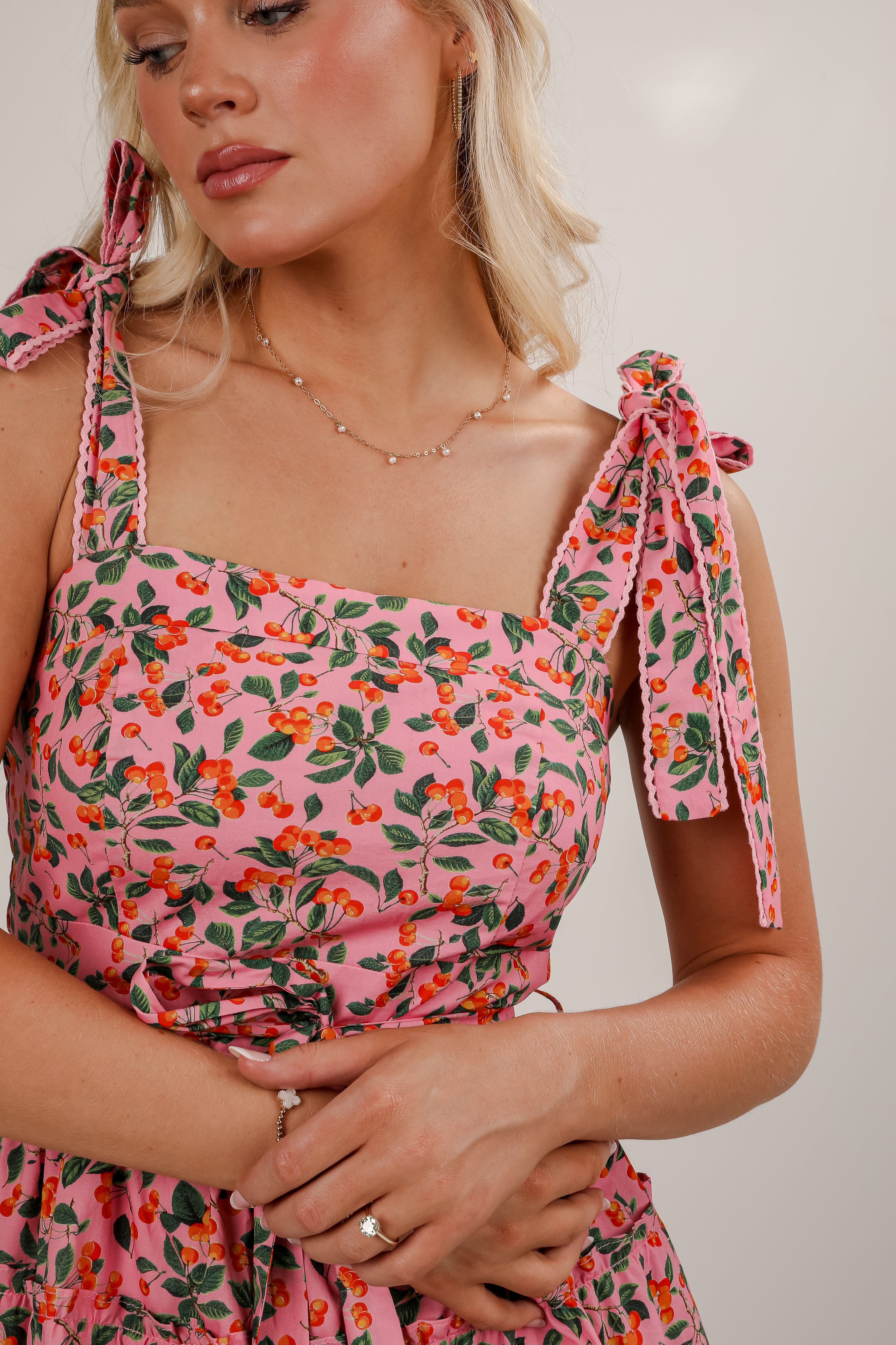 Cherry On Top Pink Tiered Mini Dress