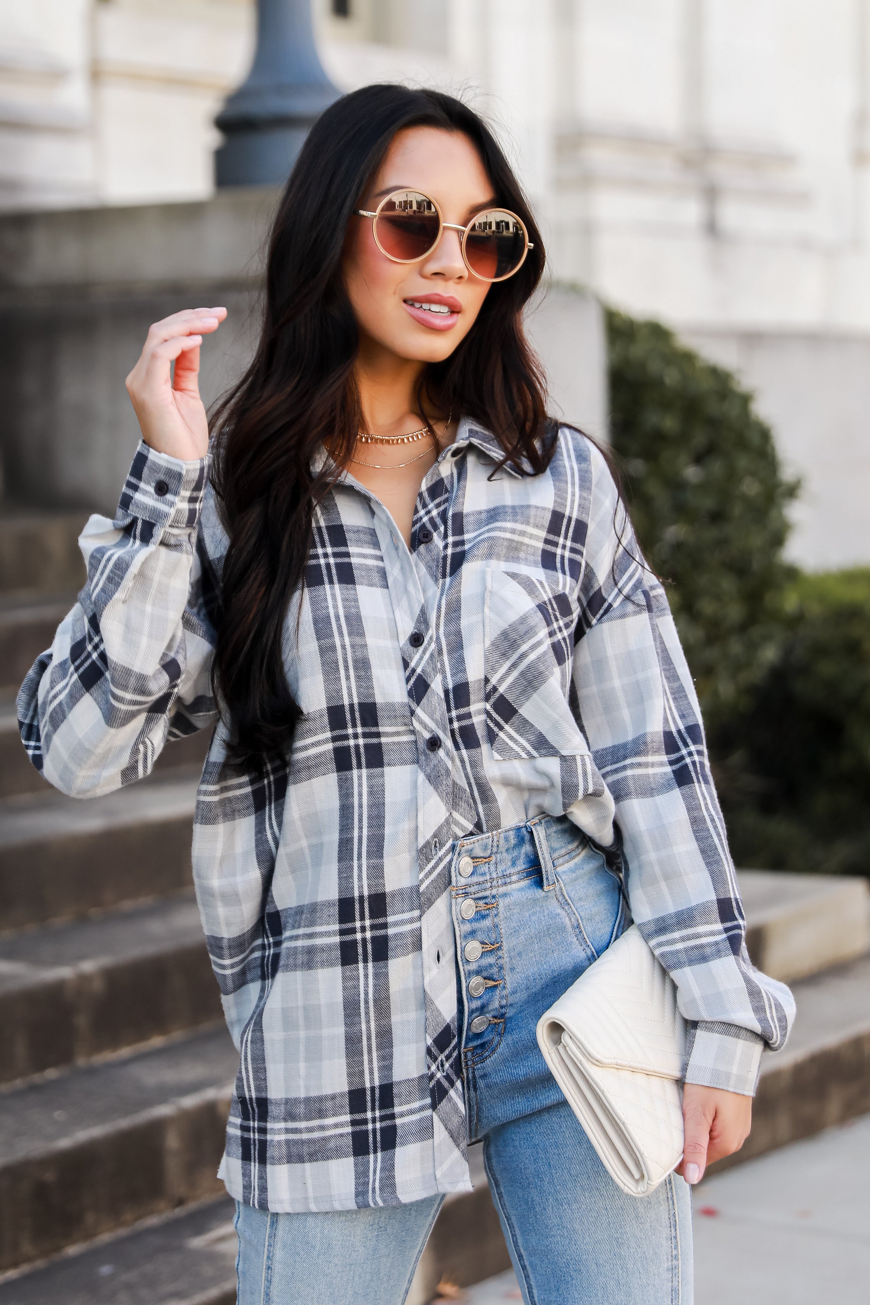 navy Plaid Flannel