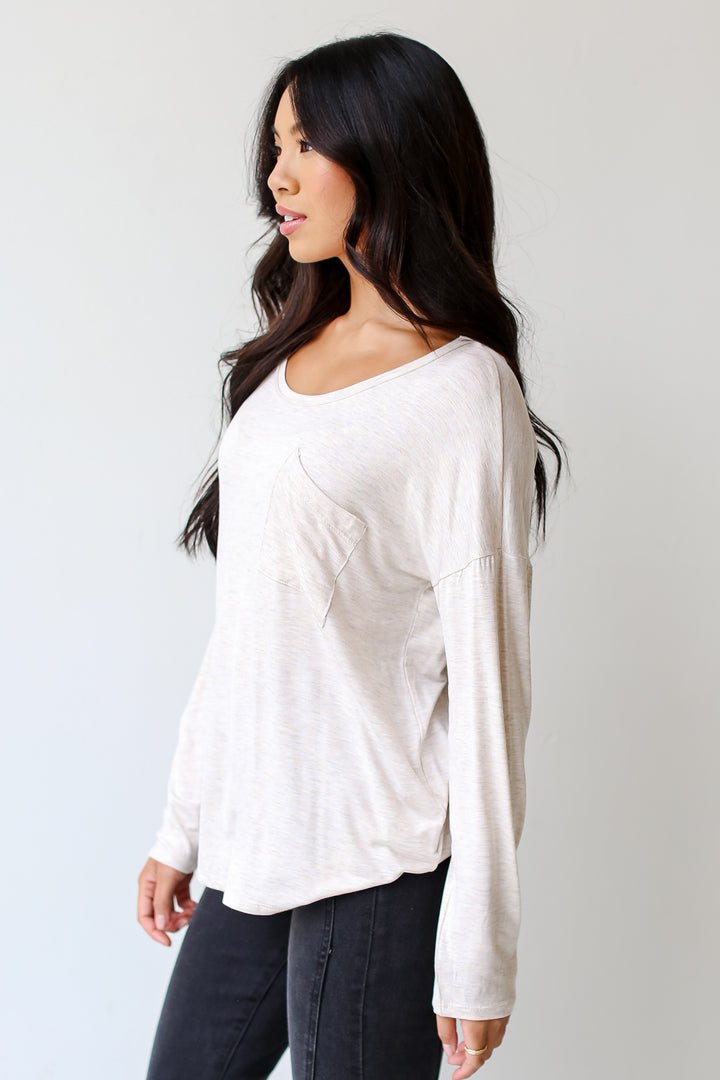 taupe Pocket Tee side view