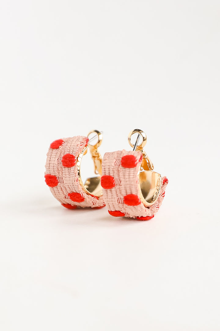 orange Polka Dot Mini Hoop Earrings for women