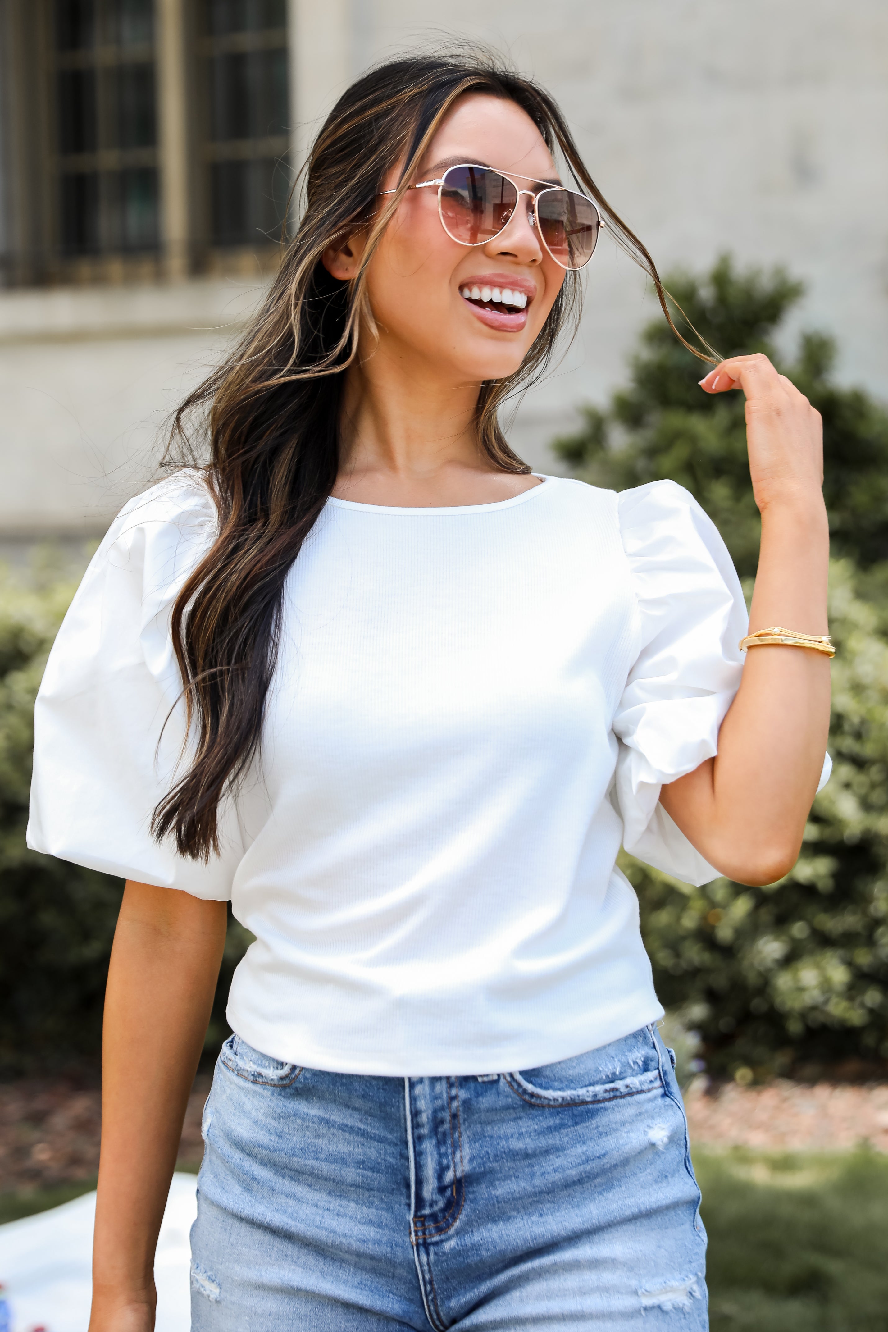 Hot White Puff Sleeve Top