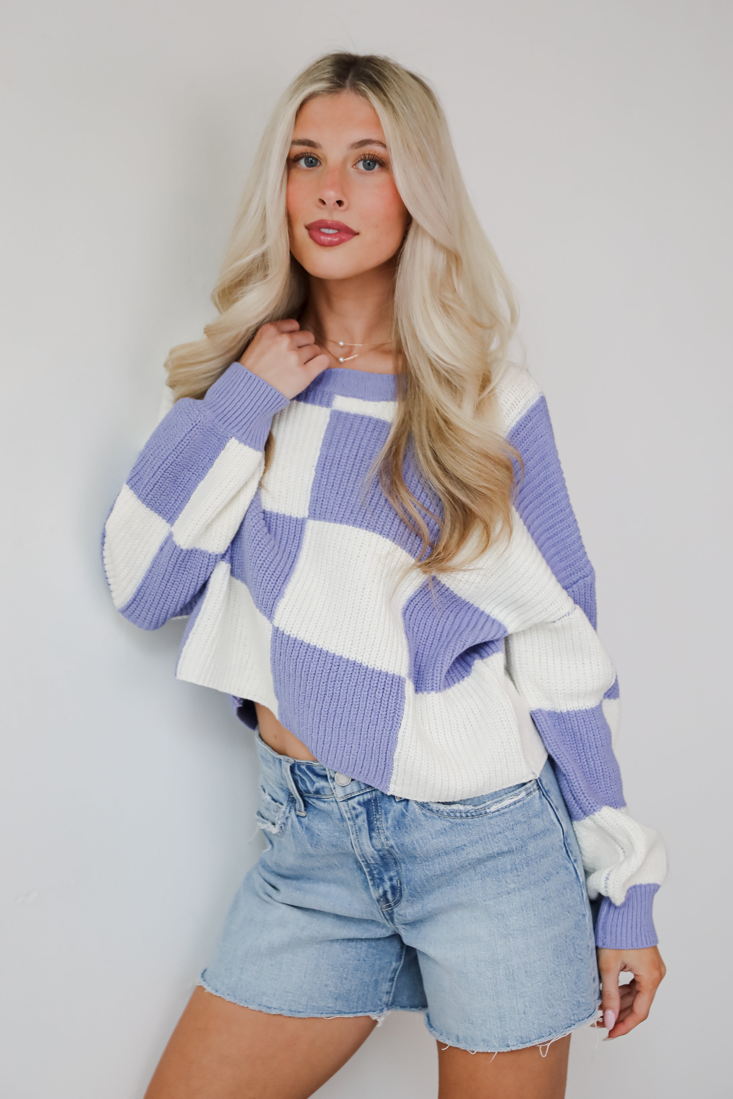 Precisely Adorable Checkered Sweater