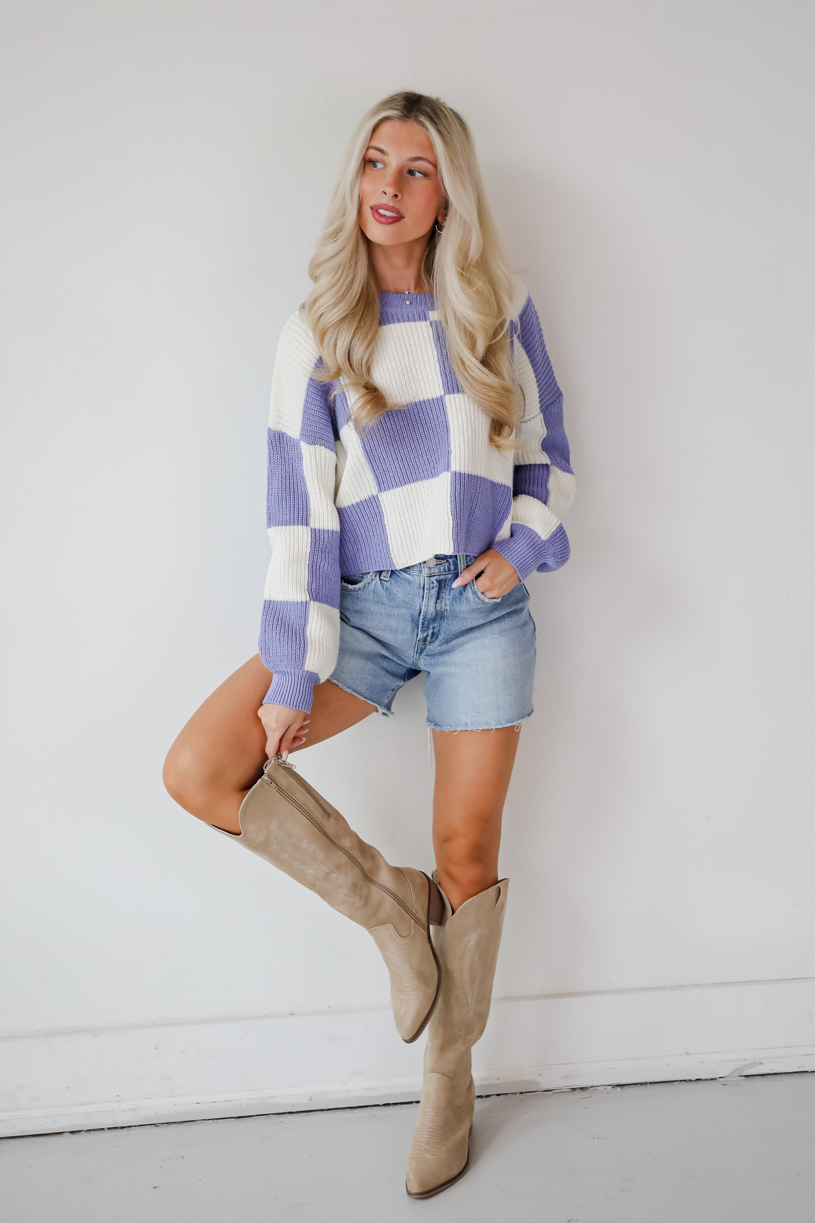 Precisely Adorable Checkered Sweater