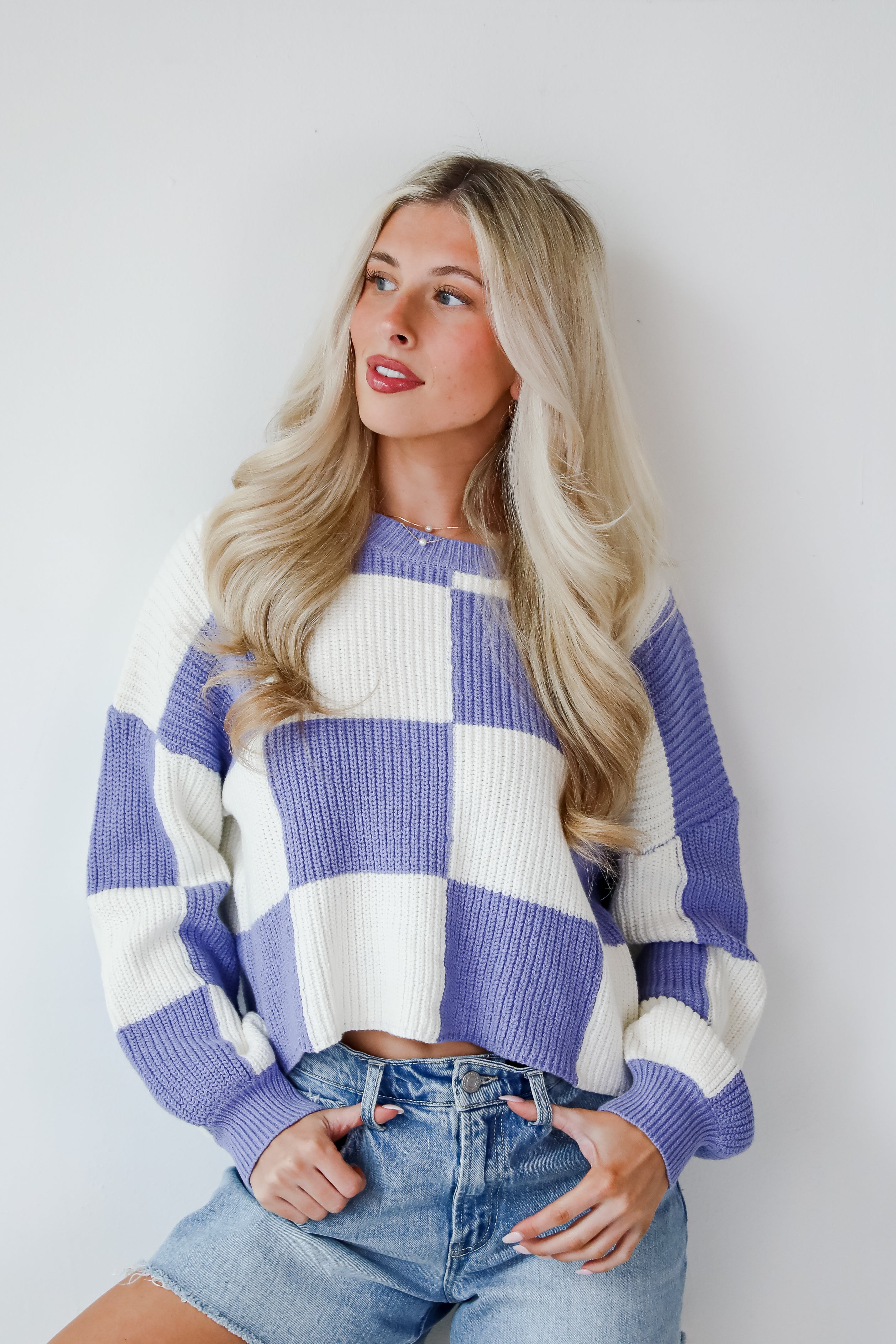 Precisely Adorable Checkered Sweater