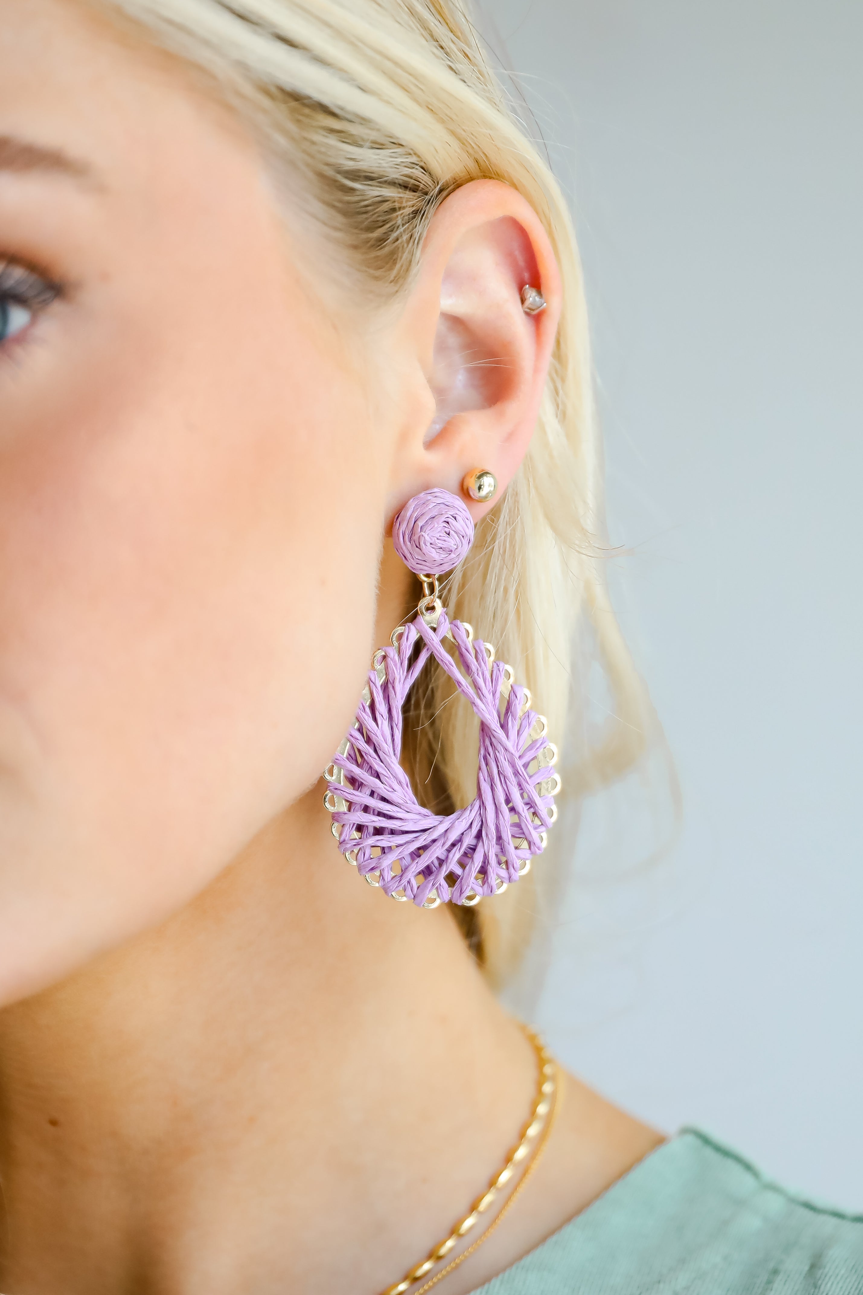 Ella Straw Teardrop Earrings