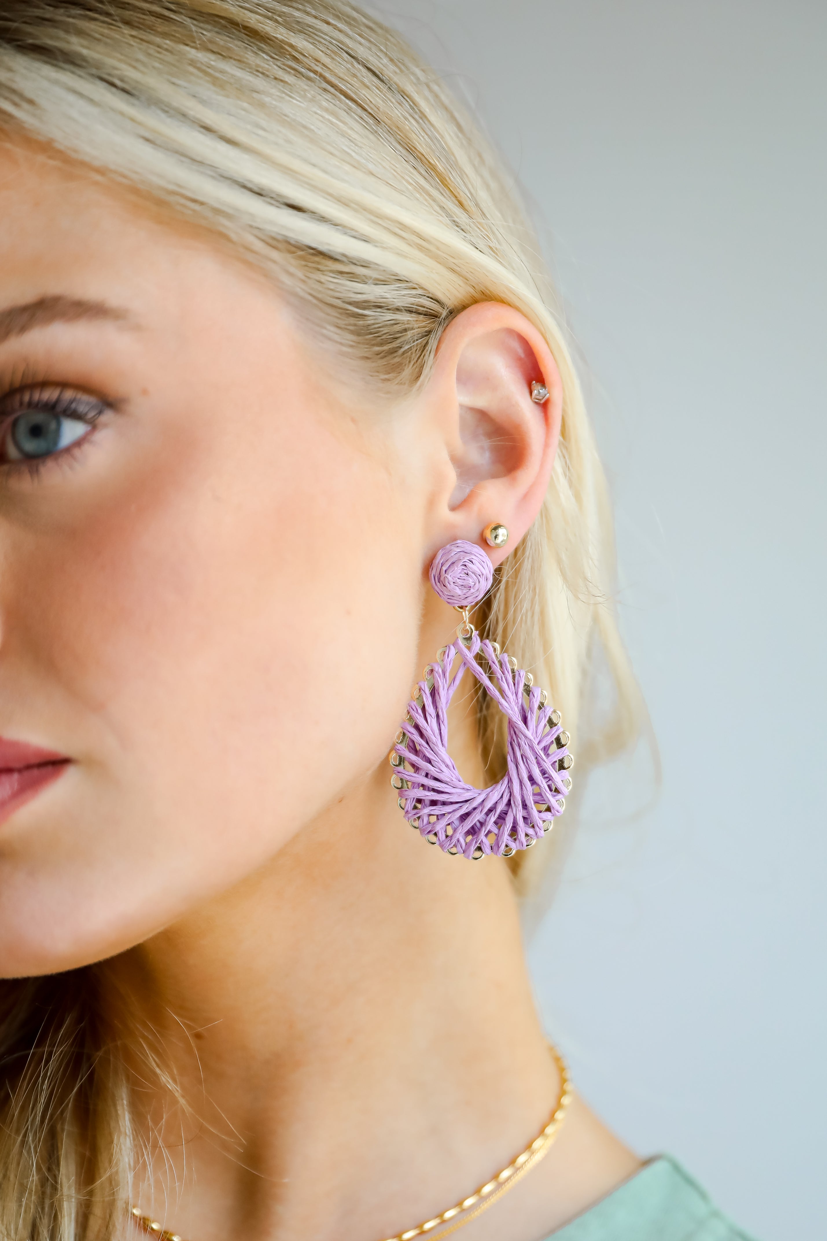 Ella Straw Teardrop Earrings