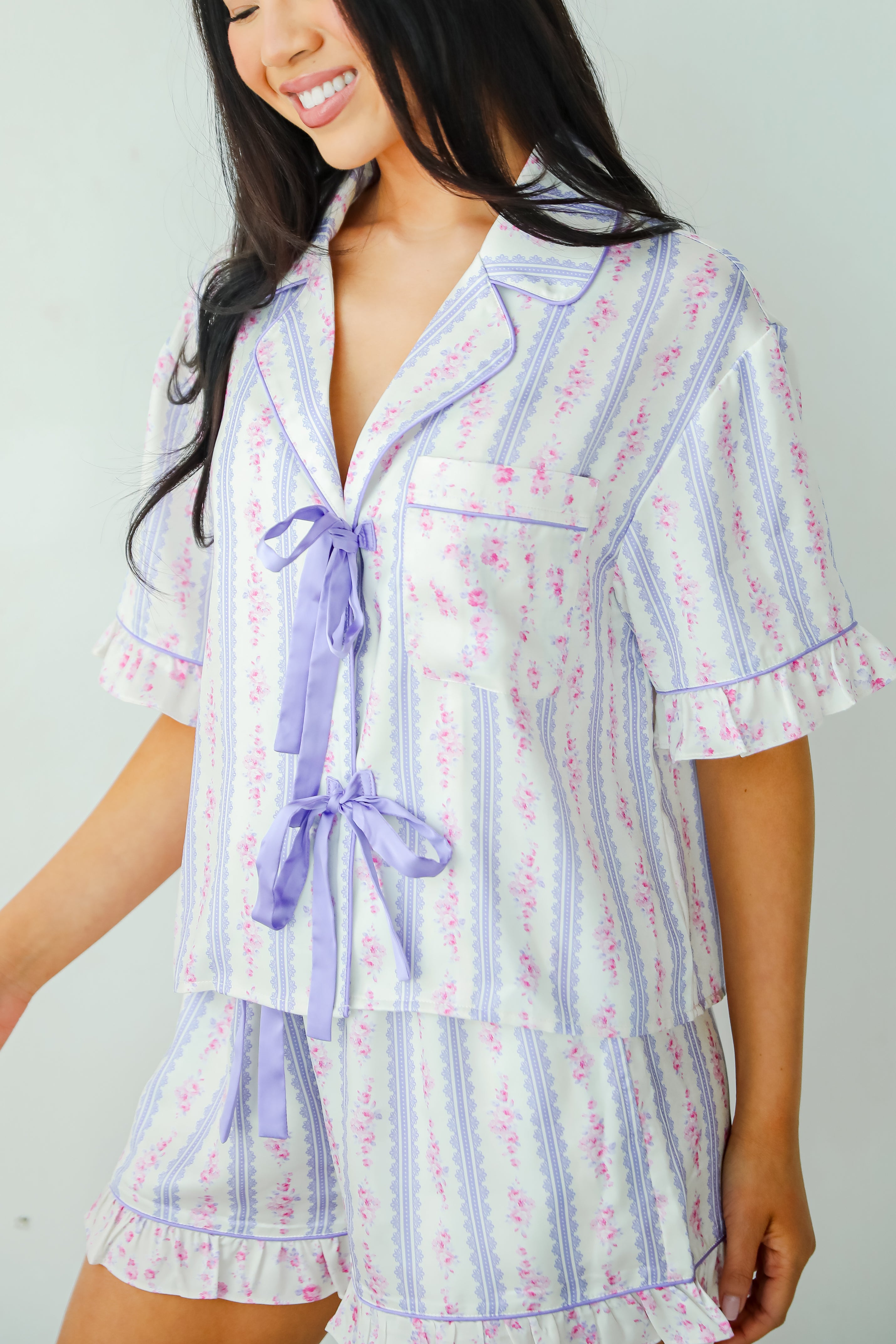 Dreaming Of You Purple Floral Pajama Top