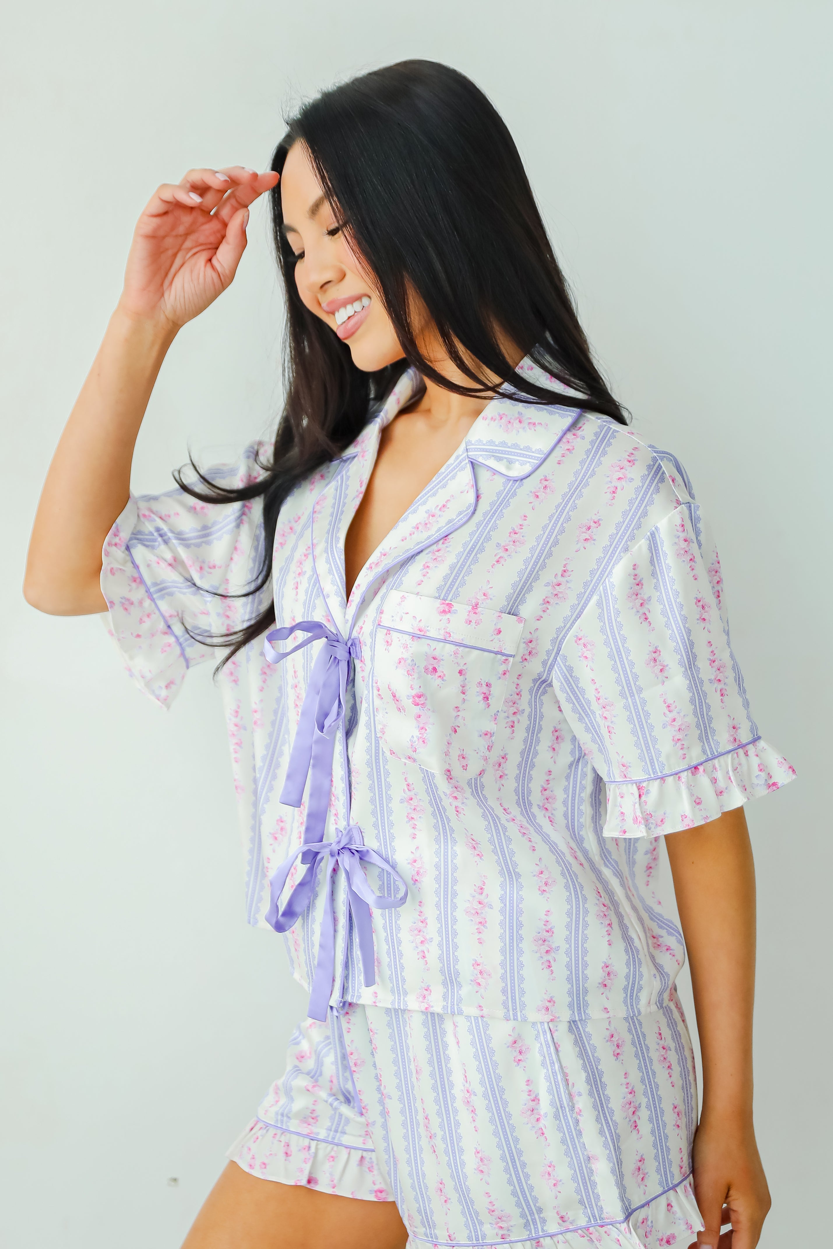 Dreaming Of You Purple Floral Pajama Top