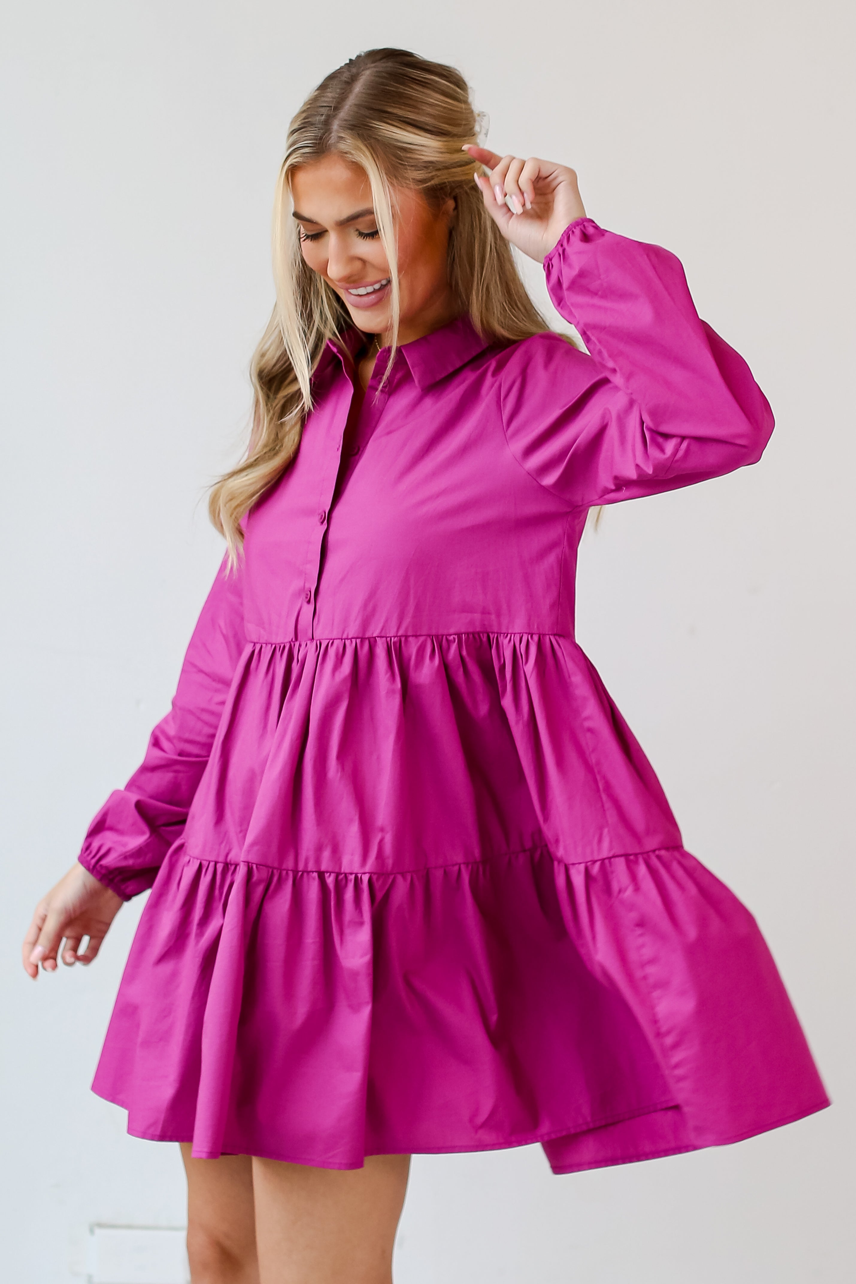 collared purple dress