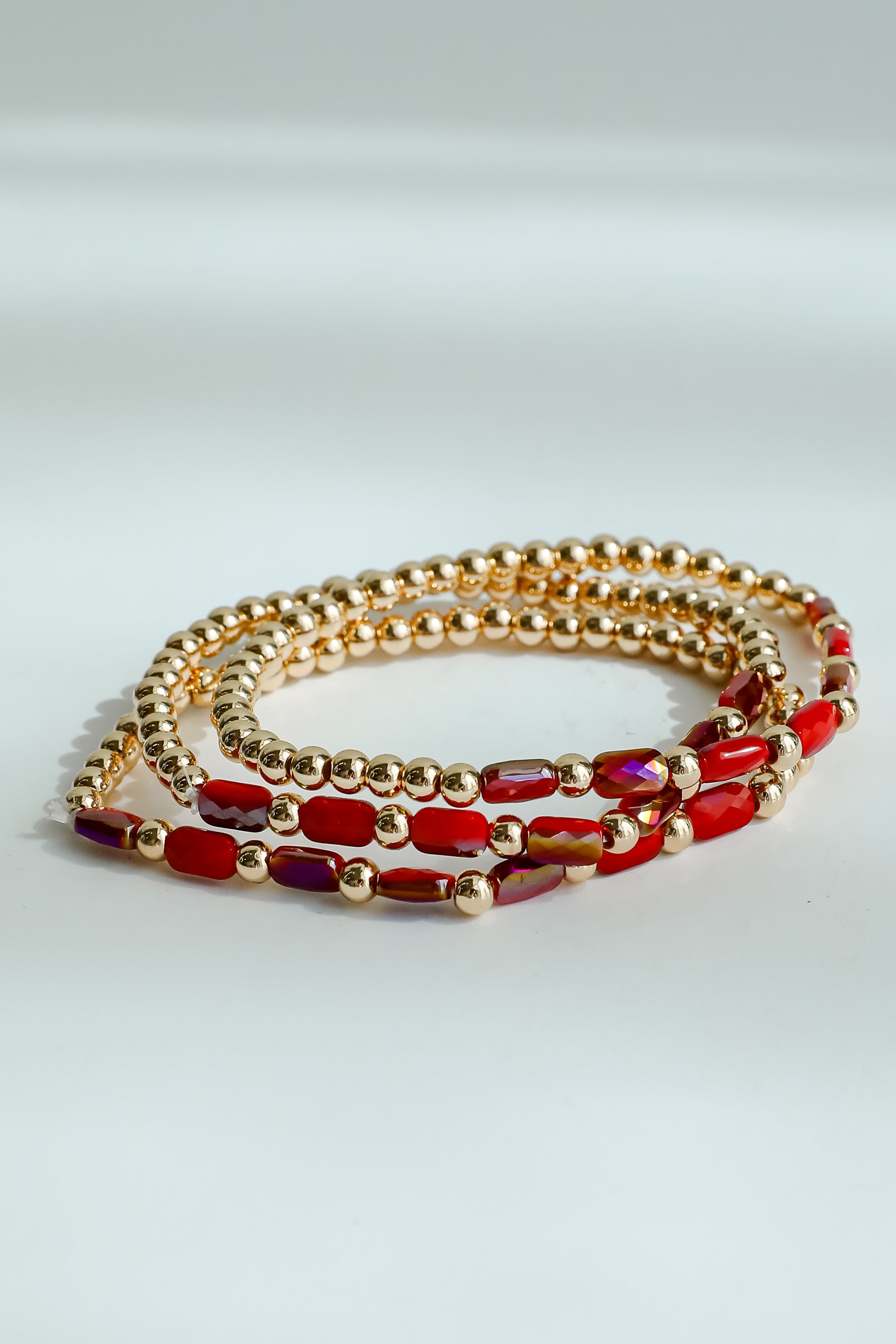 Reagan Red Beaded Bracelet Set
