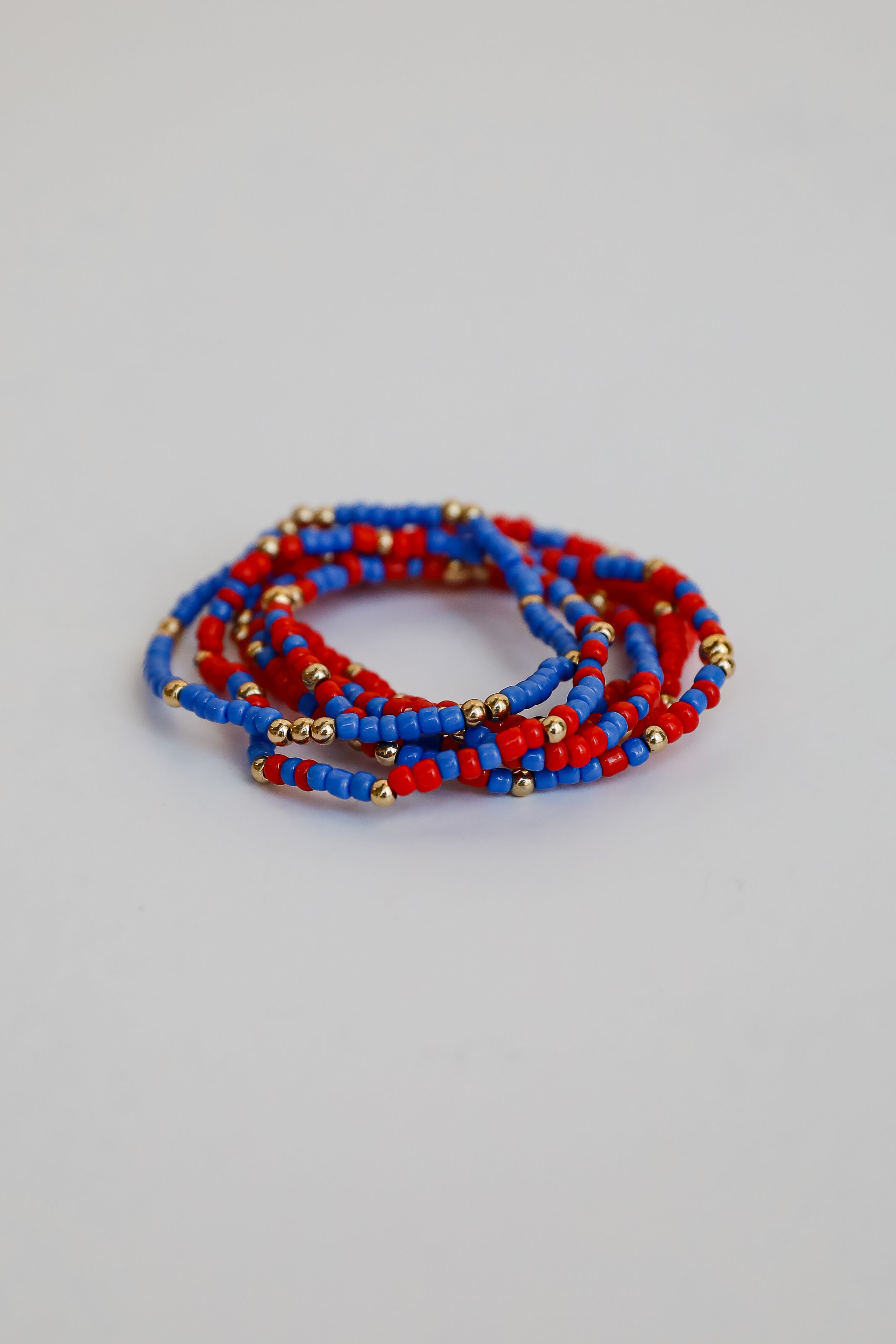Hallie Blue/Red Beaded Bracelet Set