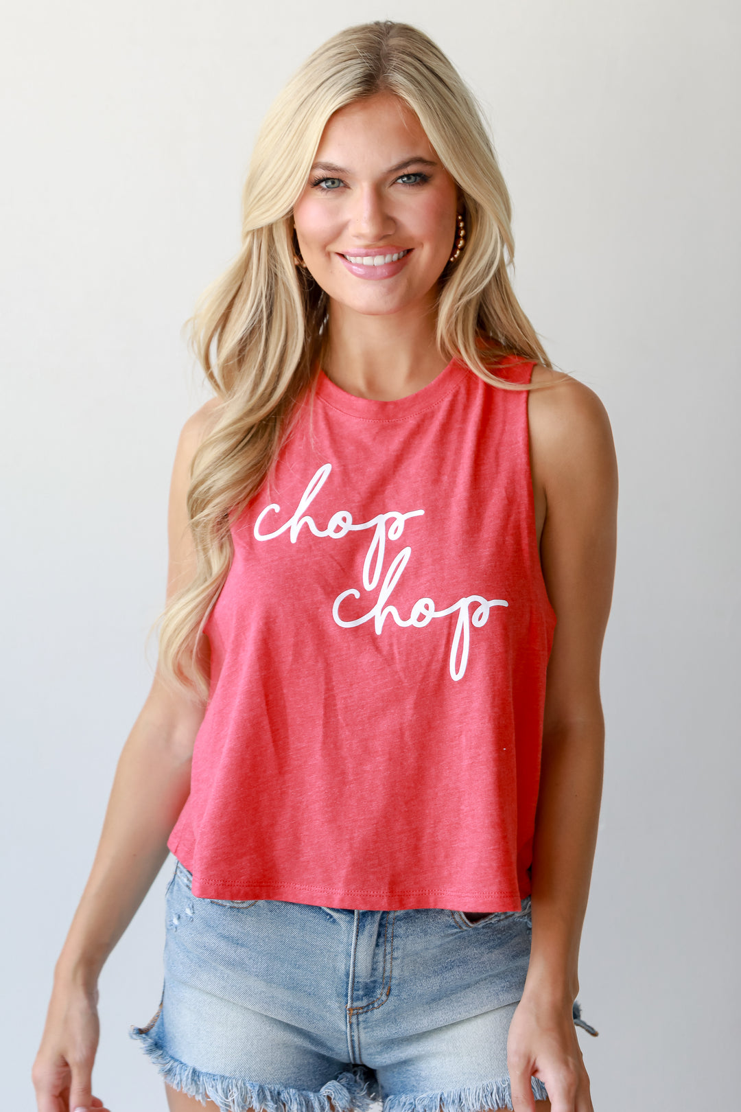 Red Chop Chop Muscle Tank front view