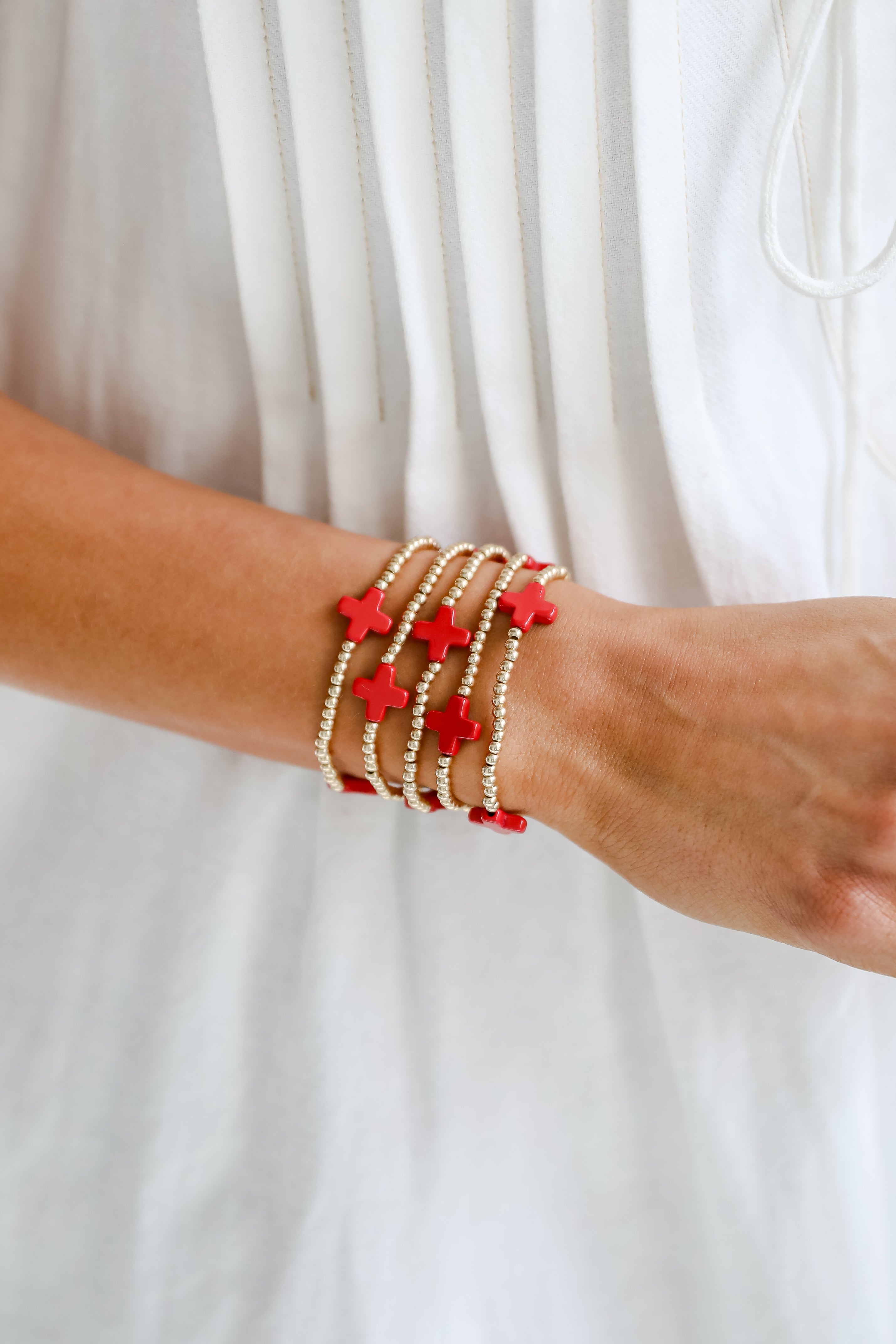 Alanna Red Beaded Bracelet Set