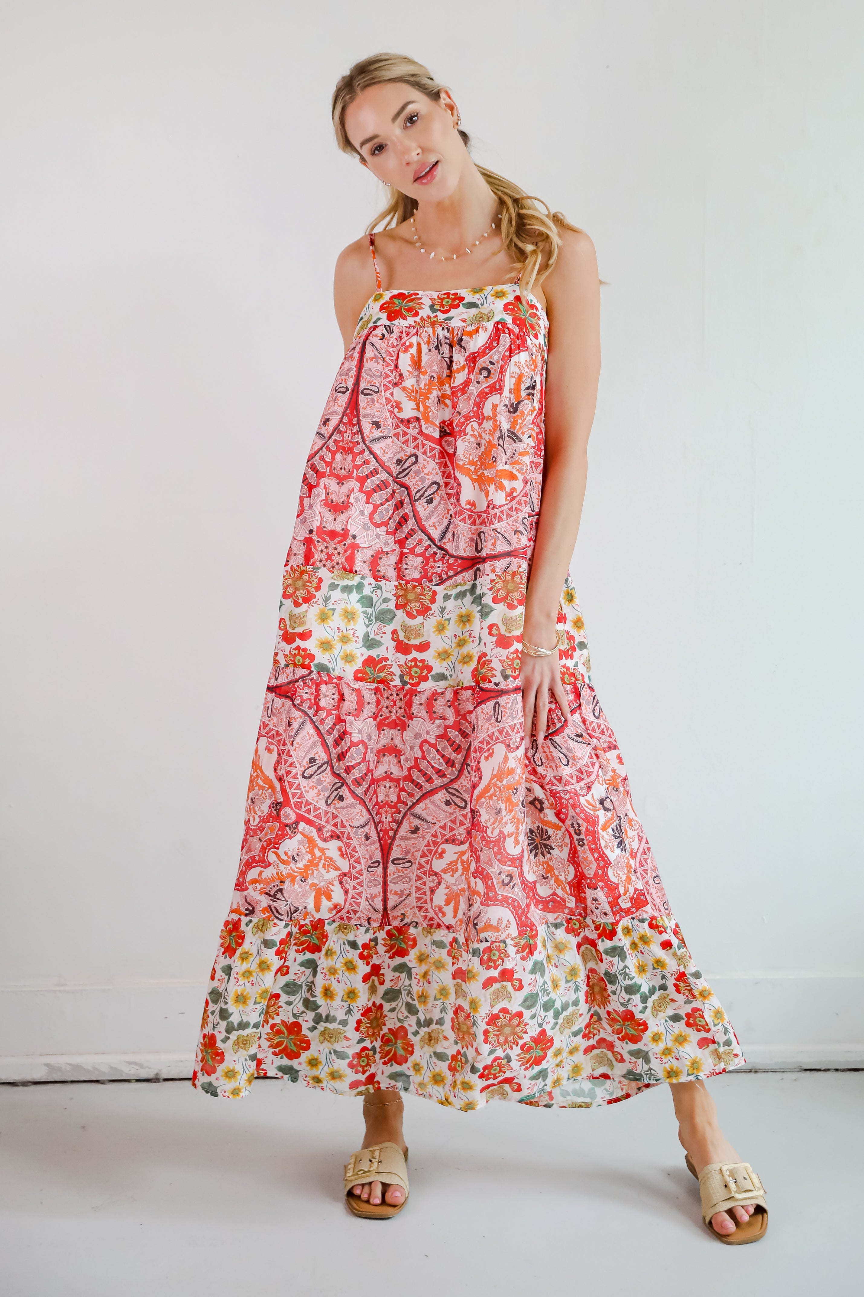 Everlasting Bliss Red Floral Maxi Dress