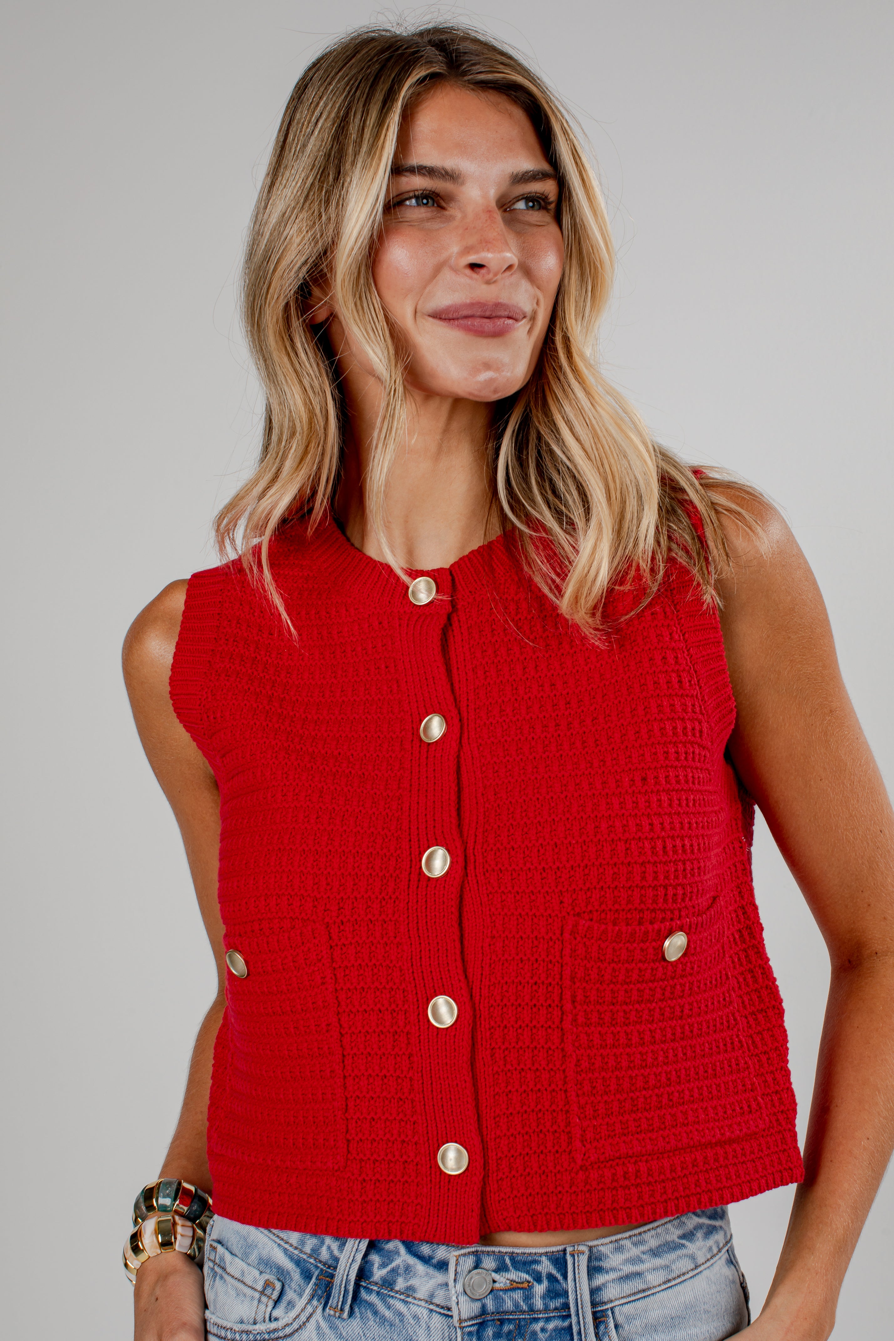 Feeling Inspired Knit Button Front Top
