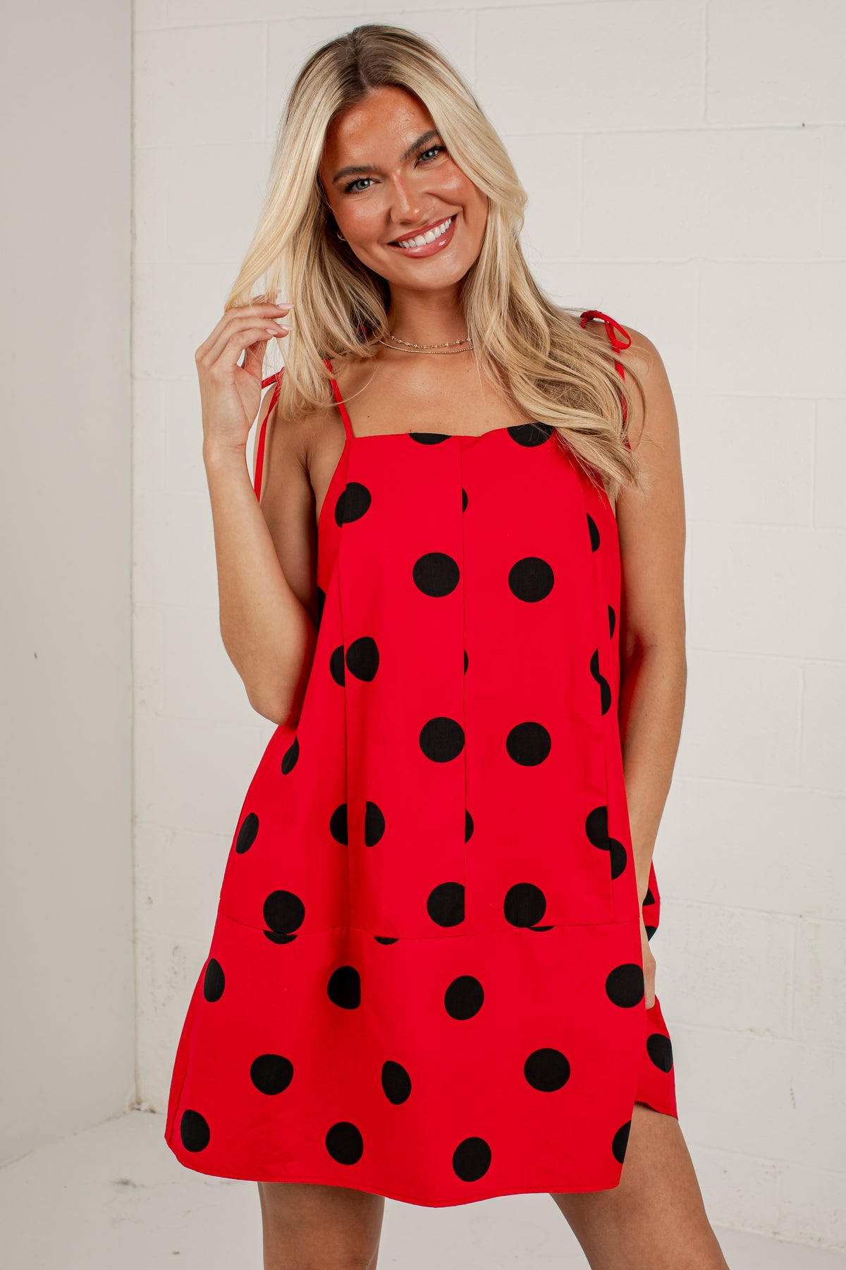 Rally In Red Polka Dot Mini Dress