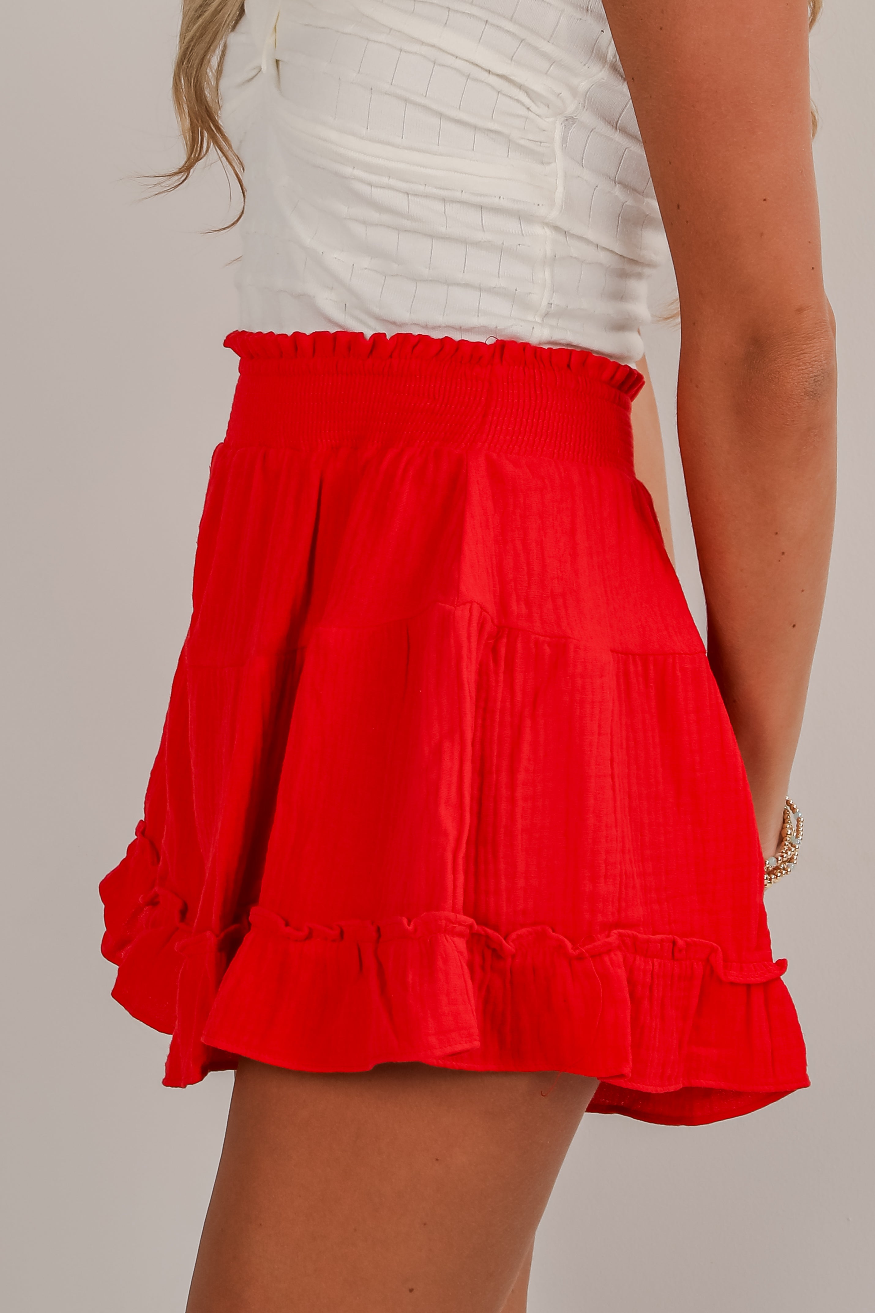 United In Love Linen Ruffle Shorts